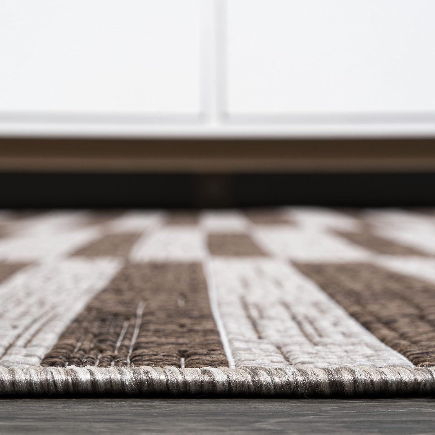 image:imageJONATHAN Y Offset Stripe Indoor Outdoor Area Rug 3X5 BlackIvory Sukie Modern for Backyard Patio Porch EasyCleaning High Traffic PetFriendly NonShedding SMB133F3BeigeBrown