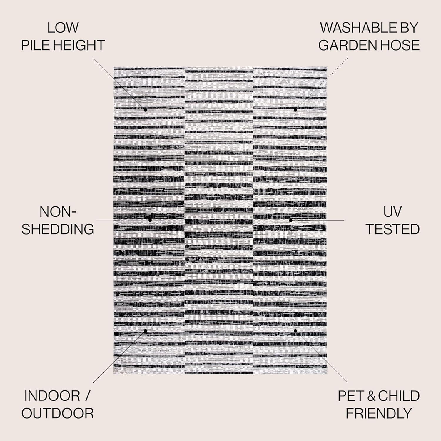image:imageJONATHAN Y Offset Stripe Indoor Outdoor Area Rug 3X5 BlackIvory Sukie Modern for Backyard Patio Porch EasyCleaning High Traffic PetFriendly NonShedding SMB133F3IvoryBlack