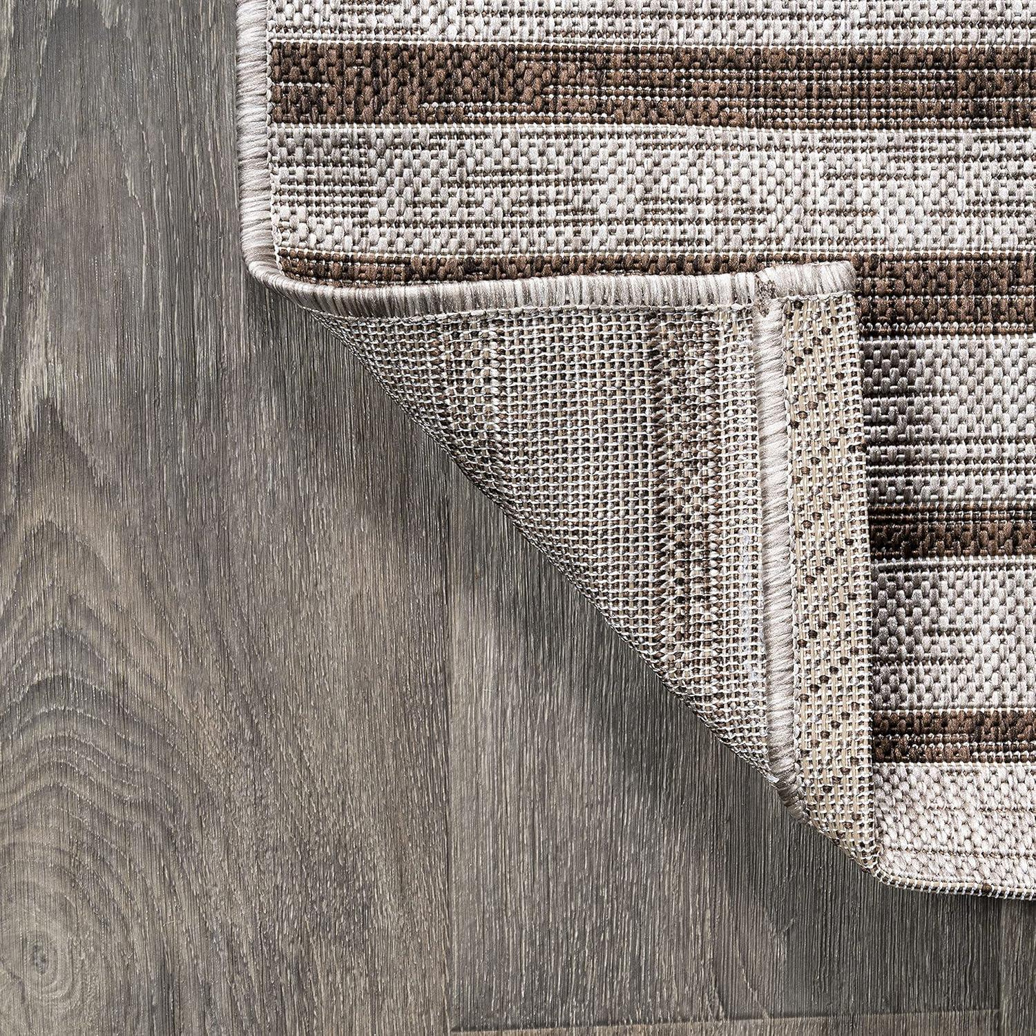 image:imageJONATHAN Y Offset Stripe Indoor Outdoor Area Rug 3X5 BlackIvory Sukie Modern for Backyard Patio Porch EasyCleaning High Traffic PetFriendly NonShedding SMB133F3BeigeBrown