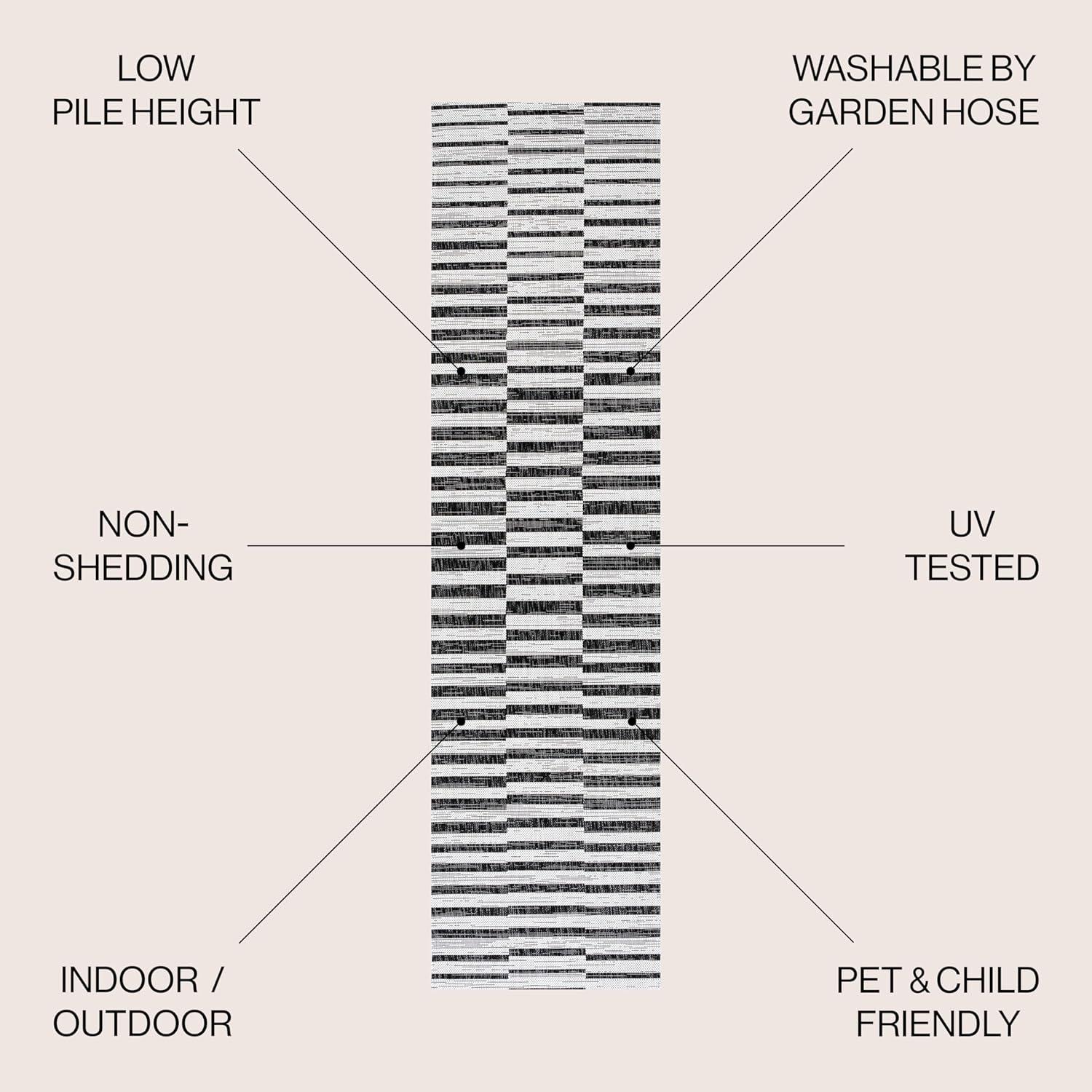 image:imageJONATHAN Y Offset Stripe Indoor Outdoor Area Rug 3X5 BlackIvory Sukie Modern for Backyard Patio Porch EasyCleaning High Traffic PetFriendly NonShedding SMB133F3IvoryBlack