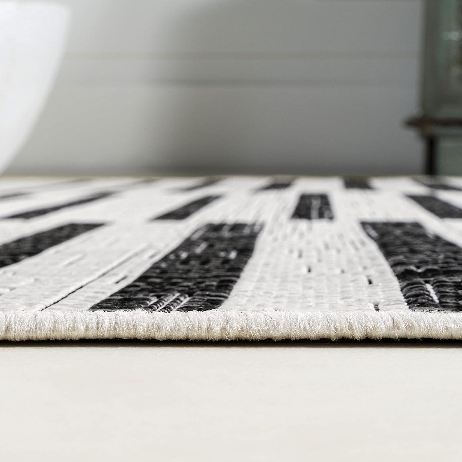 image:imageJONATHAN Y Offset Stripe Indoor Outdoor Area Rug 3X5 BlackIvory Sukie Modern for Backyard Patio Porch EasyCleaning High Traffic PetFriendly NonShedding SMB133F3IvoryBlack