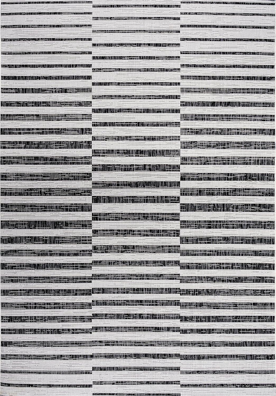 image:imageJONATHAN Y Offset Stripe Indoor Outdoor Area Rug 3X5 BlackIvory Sukie Modern for Backyard Patio Porch EasyCleaning High Traffic PetFriendly NonShedding SMB133F3IvoryBlack