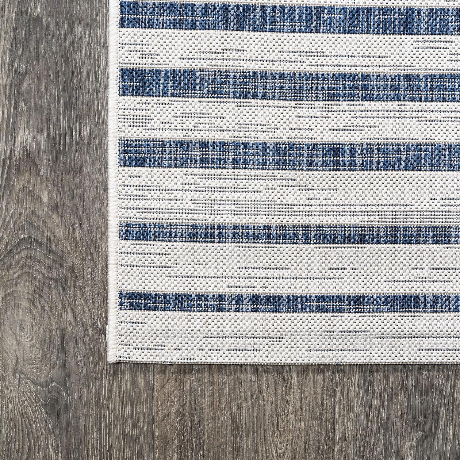 image:imageJONATHAN Y Offset Stripe Indoor Outdoor Area Rug 3X5 BlackIvory Sukie Modern for Backyard Patio Porch EasyCleaning High Traffic PetFriendly NonShedding SMB133F3IvoryBlue