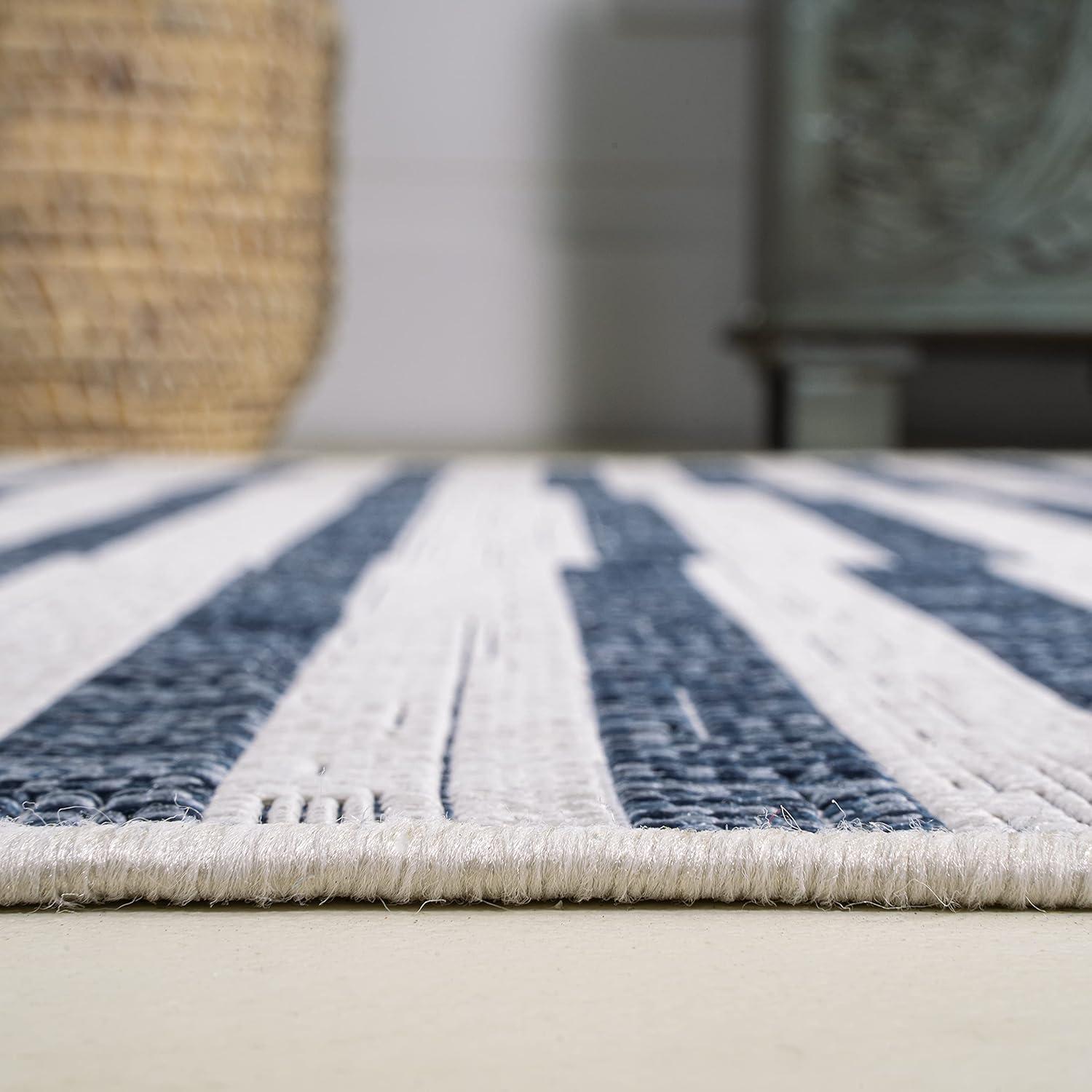 image:imageJONATHAN Y Offset Stripe Indoor Outdoor Area Rug 3X5 BlackIvory Sukie Modern for Backyard Patio Porch EasyCleaning High Traffic PetFriendly NonShedding SMB133F3IvoryBlue