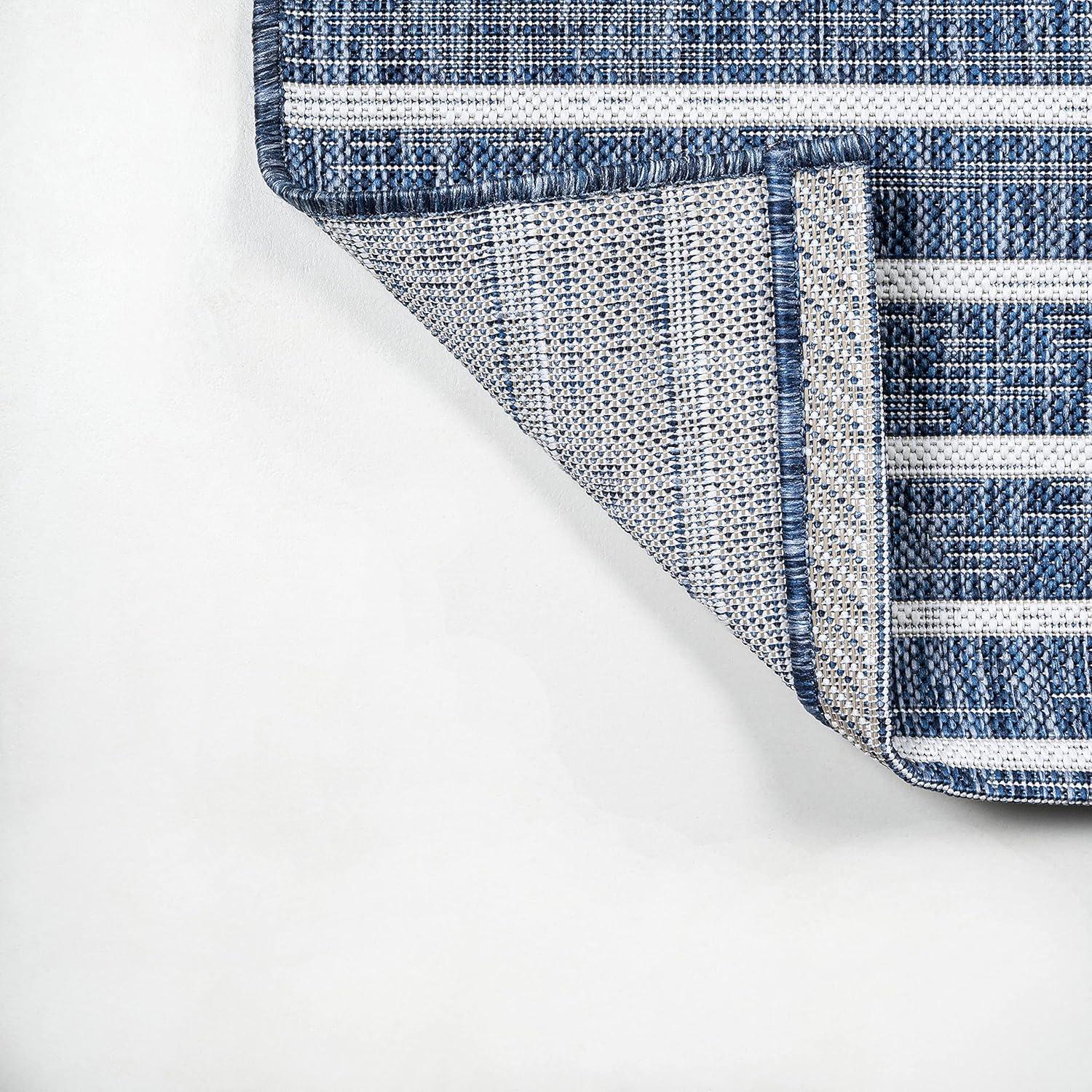 image:imageJONATHAN Y Offset Stripe Indoor Outdoor Area Rug 3X5 BlackIvory Sukie Modern for Backyard Patio Porch EasyCleaning High Traffic PetFriendly NonShedding SMB133F3BlueIvory