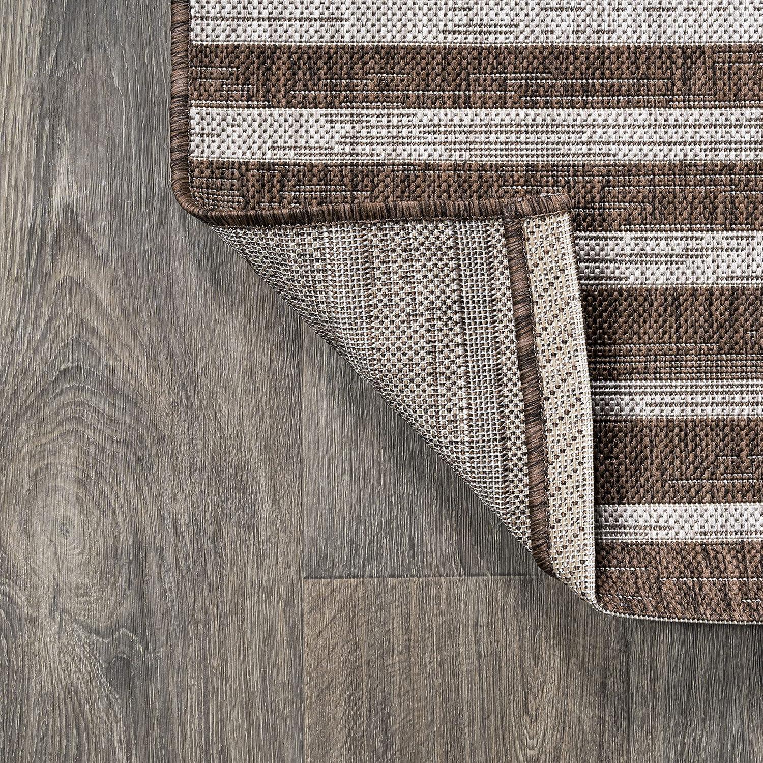 image:imageJONATHAN Y Offset Stripe Indoor Outdoor Area Rug 3X5 BlackIvory Sukie Modern for Backyard Patio Porch EasyCleaning High Traffic PetFriendly NonShedding SMB133F3BrownBeige