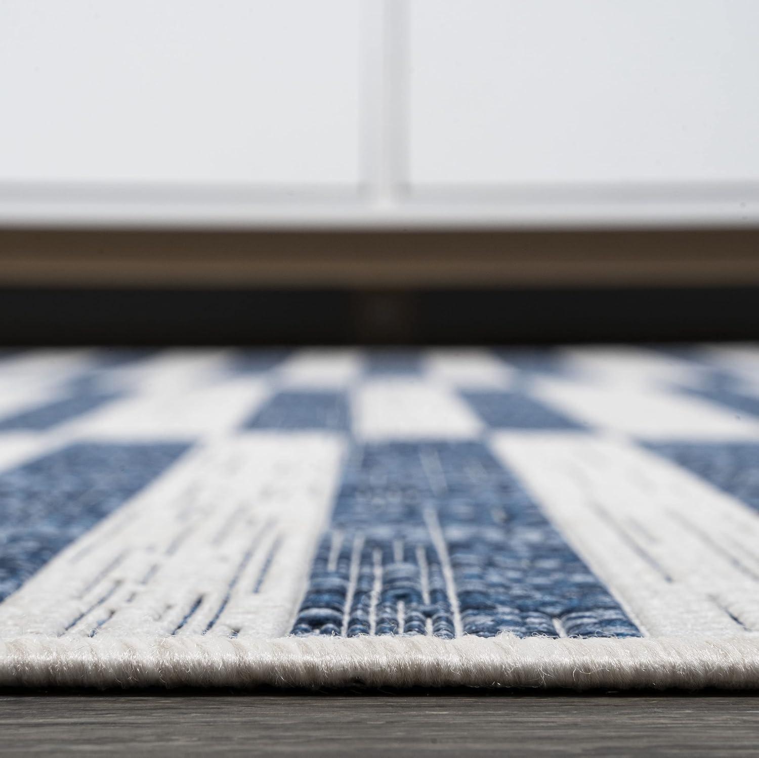 image:imageJONATHAN Y Offset Stripe Indoor Outdoor Area Rug 3X5 BlackIvory Sukie Modern for Backyard Patio Porch EasyCleaning High Traffic PetFriendly NonShedding SMB133F3IvoryBlue