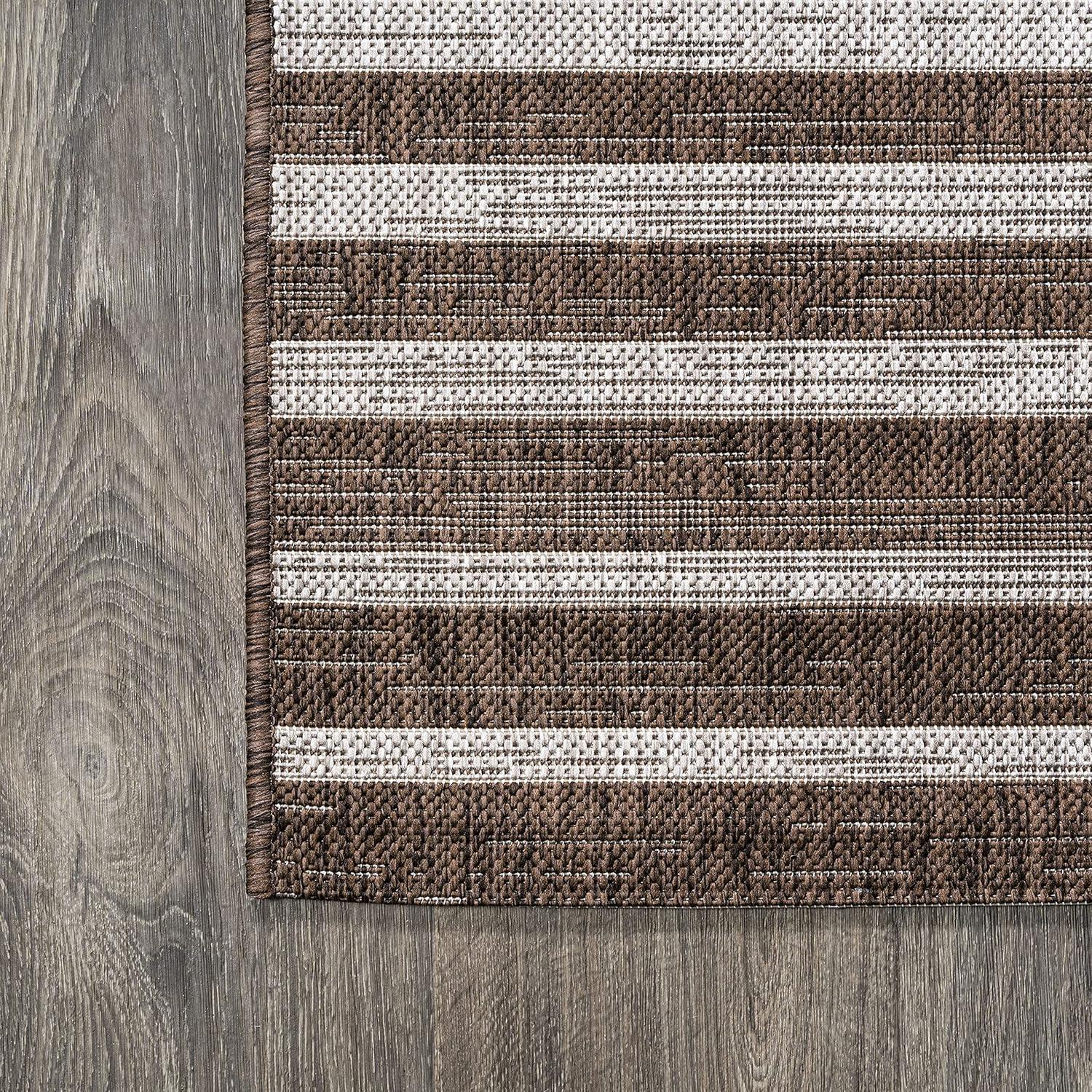 image:imageJONATHAN Y Offset Stripe Indoor Outdoor Area Rug 3X5 BlackIvory Sukie Modern for Backyard Patio Porch EasyCleaning High Traffic PetFriendly NonShedding SMB133F3BrownBeige