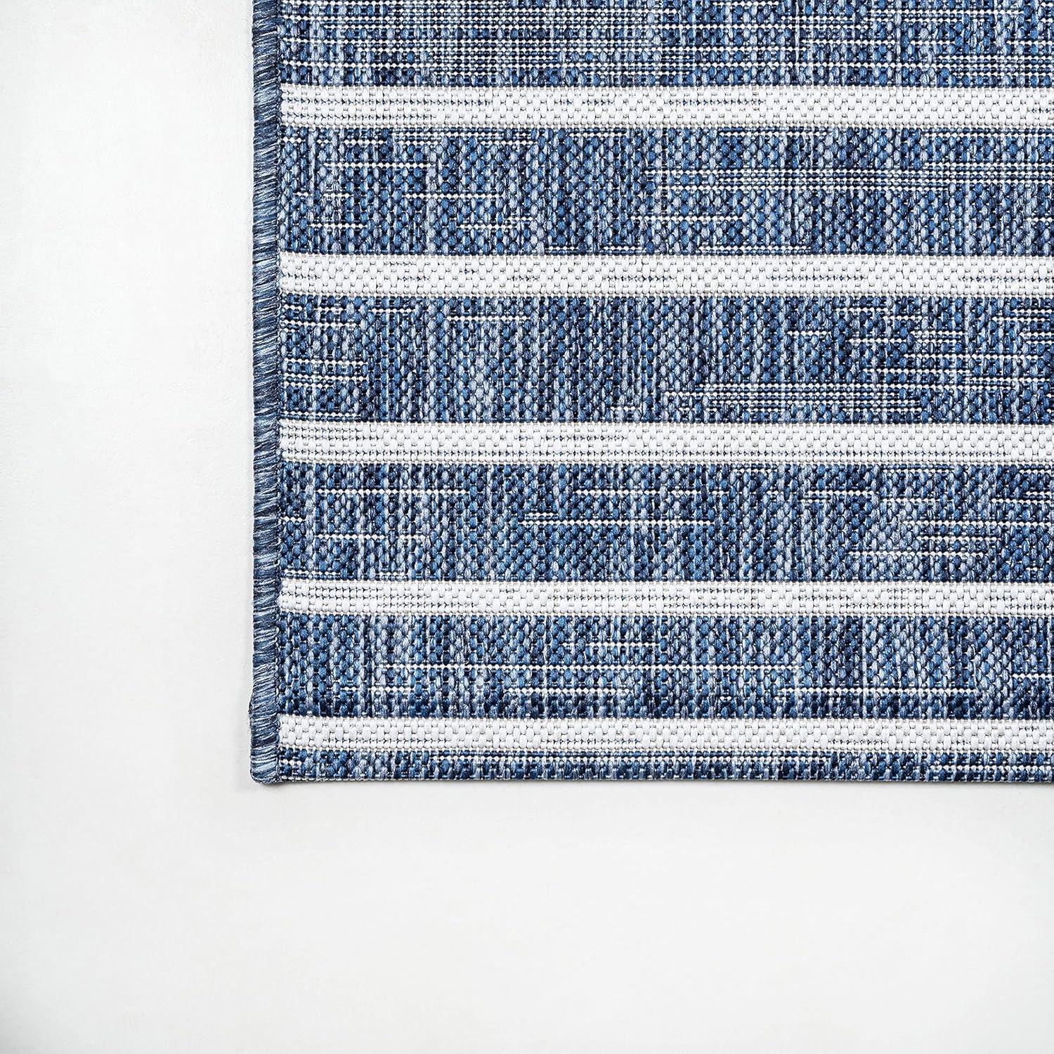 image:imageJONATHAN Y Offset Stripe Indoor Outdoor Area Rug 3X5 BlackIvory Sukie Modern for Backyard Patio Porch EasyCleaning High Traffic PetFriendly NonShedding SMB133F3BlueIvory
