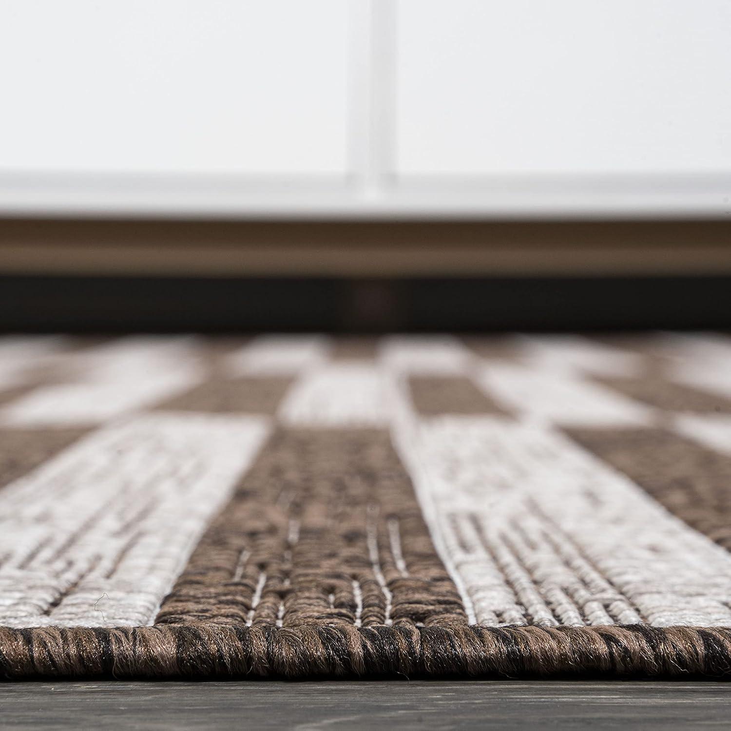 image:imageJONATHAN Y Offset Stripe Indoor Outdoor Area Rug 3X5 BlackIvory Sukie Modern for Backyard Patio Porch EasyCleaning High Traffic PetFriendly NonShedding SMB133F3BrownBeige
