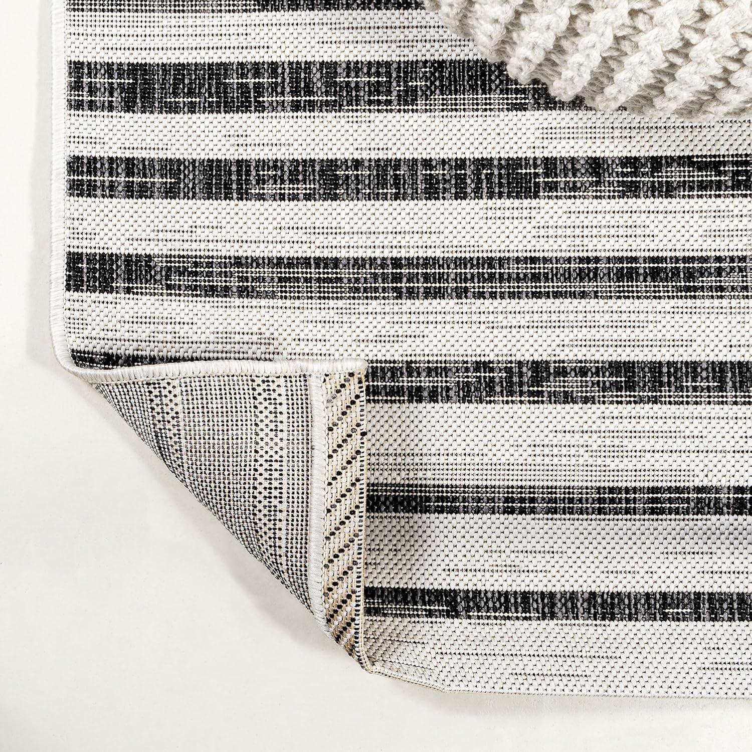 image:imageJONATHAN Y Offset Stripe Indoor Outdoor Area Rug 3X5 BlackIvory Sukie Modern for Backyard Patio Porch EasyCleaning High Traffic PetFriendly NonShedding SMB133F3IvoryBlack