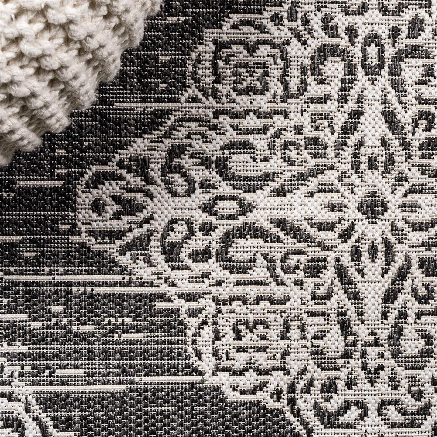 image:imageJONATHAN Y Ornate Medallions Indoor Outdoor Area Rug 3X5 NavyBeige Tuscany for Backyard Patio Porch EasyCleaning High Traffic PetFriendly NonShedding SMB121A3BlackIvory