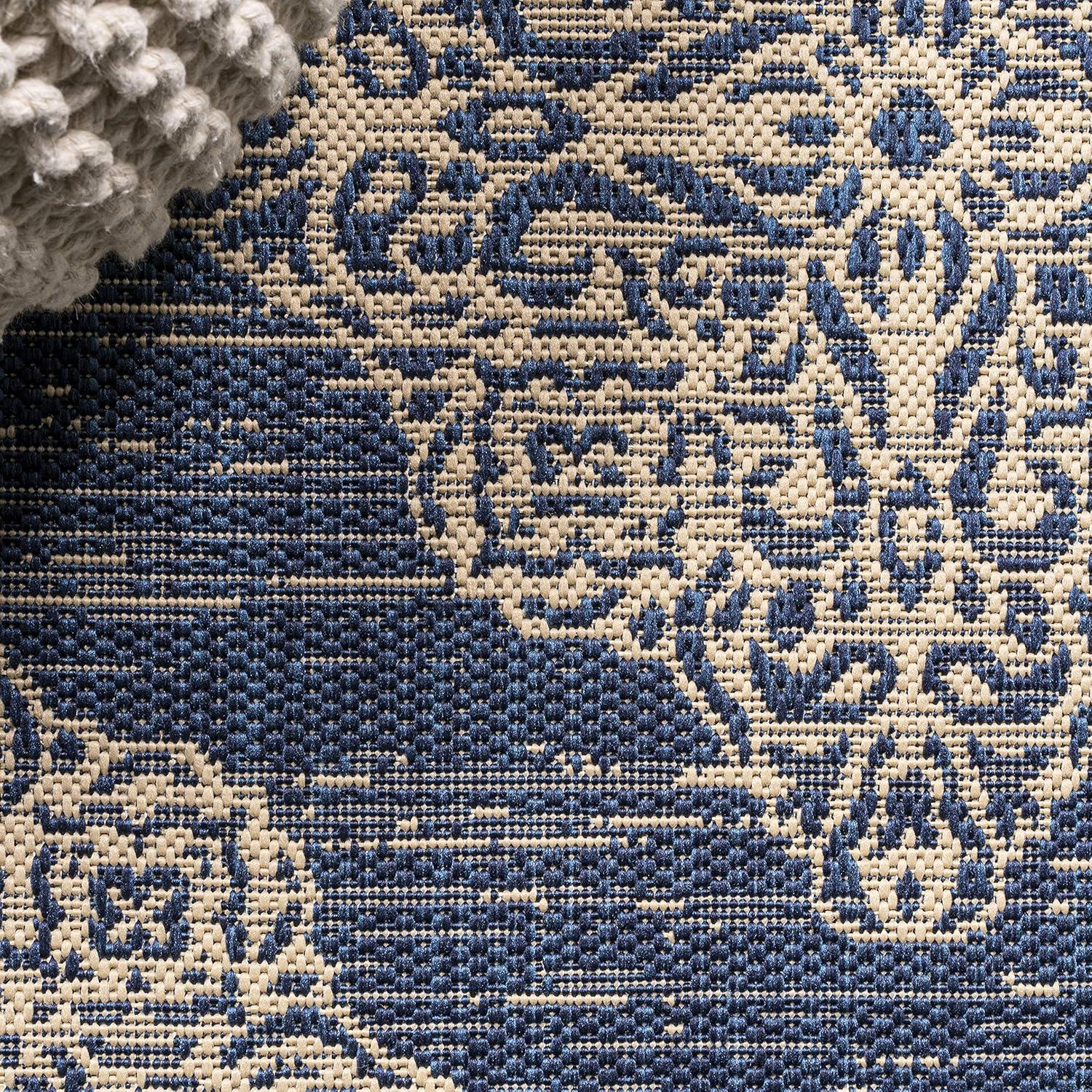 image:imageJONATHAN Y Ornate Medallions Indoor Outdoor Area Rug 3X5 NavyBeige Tuscany for Backyard Patio Porch EasyCleaning High Traffic PetFriendly NonShedding SMB121A3NavyBeige