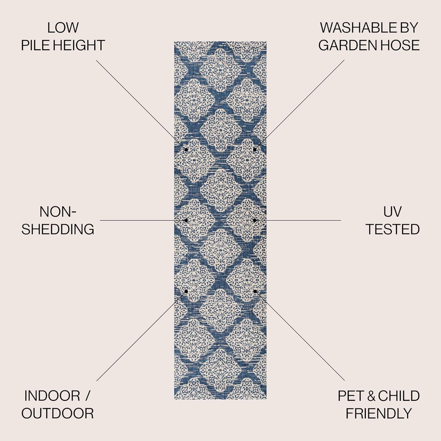 image:imageJONATHAN Y Ornate Medallions Indoor Outdoor Area Rug 3X5 NavyBeige Tuscany for Backyard Patio Porch EasyCleaning High Traffic PetFriendly NonShedding SMB121A3NavyBeige