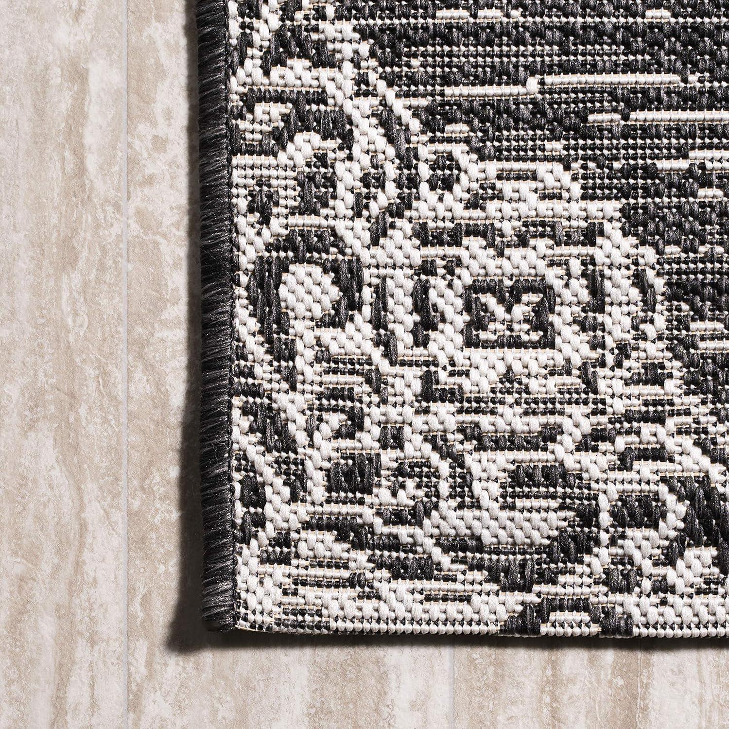 image:imageJONATHAN Y Ornate Medallions Indoor Outdoor Area Rug 3X5 NavyBeige Tuscany for Backyard Patio Porch EasyCleaning High Traffic PetFriendly NonShedding SMB121A3BlackIvory