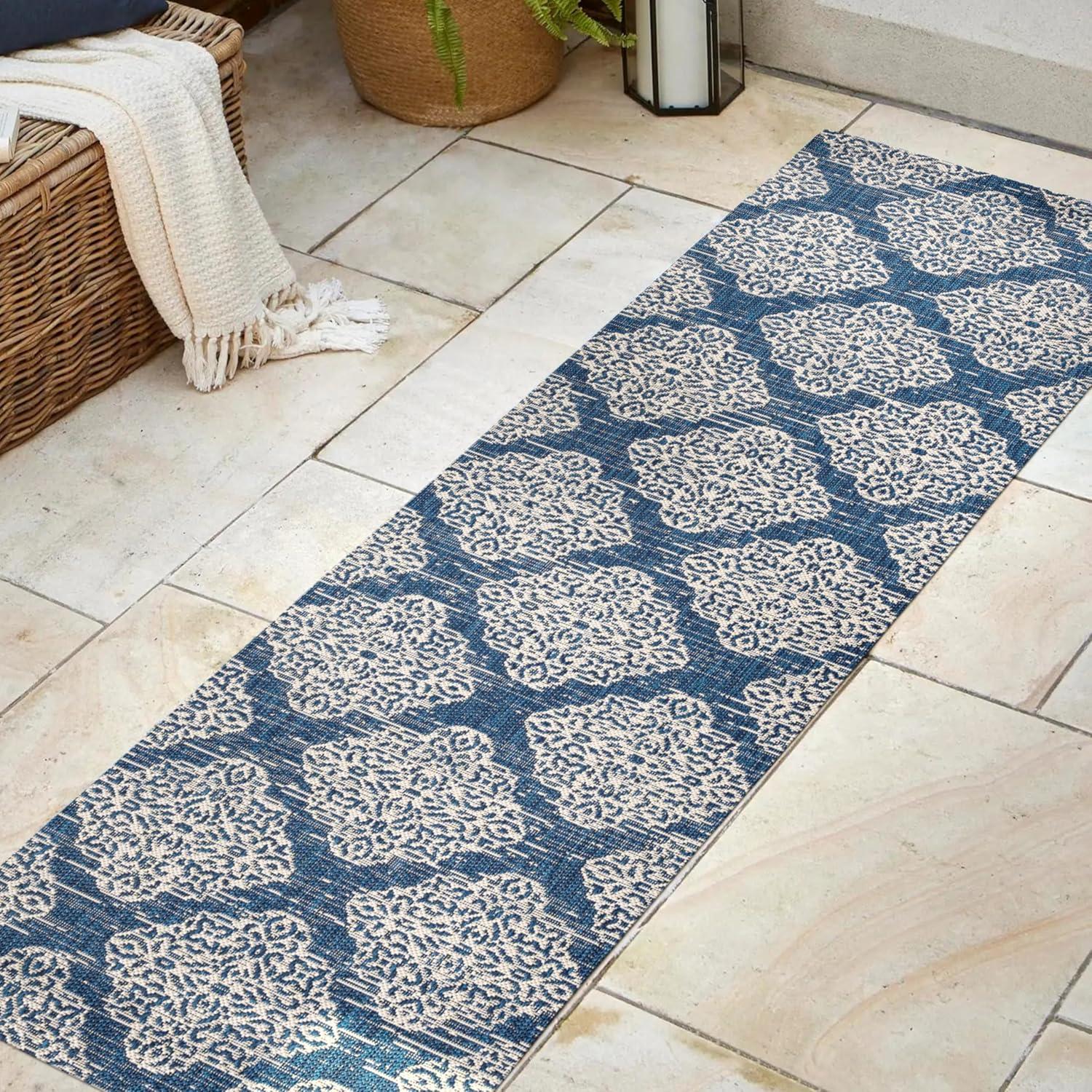 image:imageJONATHAN Y Ornate Medallions Indoor Outdoor Area Rug 3X5 NavyBeige Tuscany for Backyard Patio Porch EasyCleaning High Traffic PetFriendly NonShedding SMB121A3NavyBeige