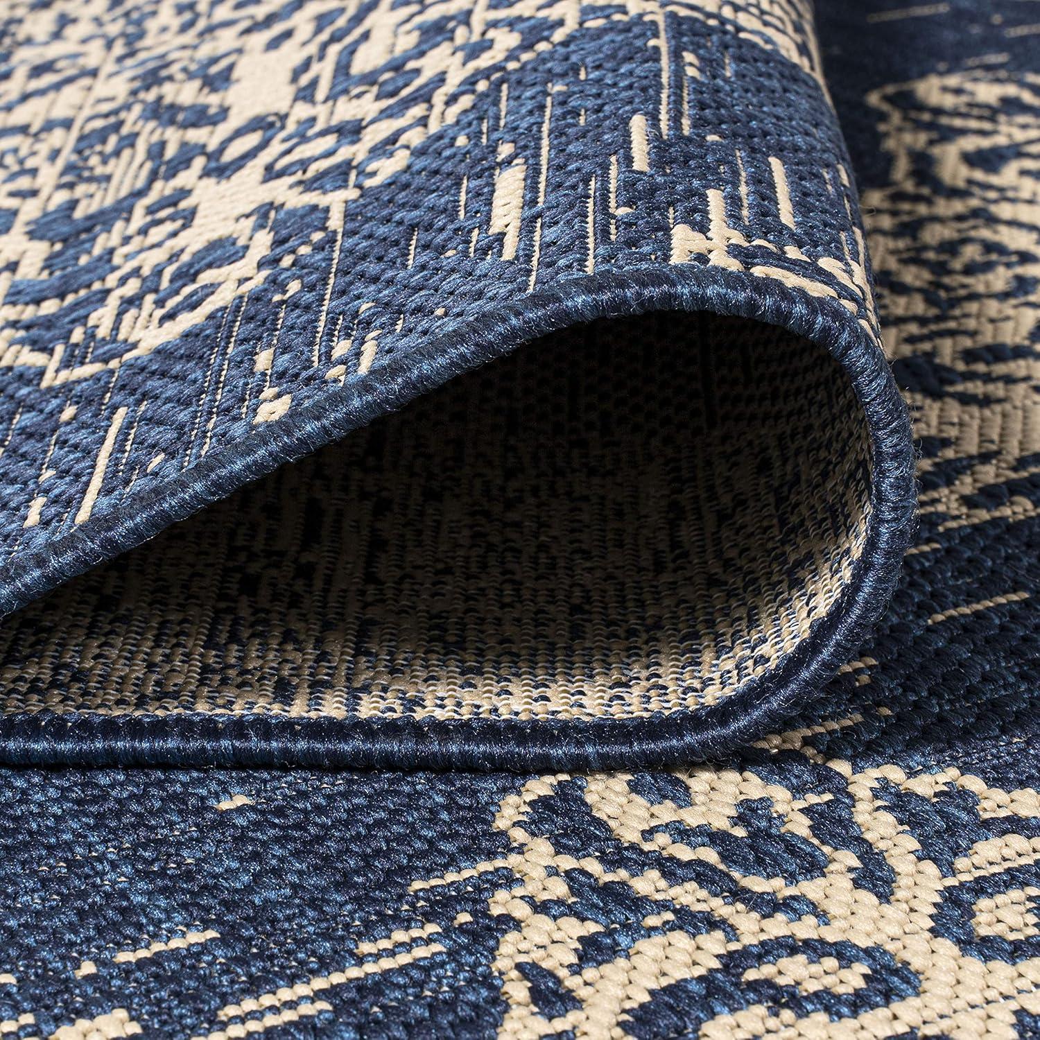 image:imageJONATHAN Y Ornate Medallions Indoor Outdoor Area Rug 3X5 NavyBeige Tuscany for Backyard Patio Porch EasyCleaning High Traffic PetFriendly NonShedding SMB121A3NavyBeige