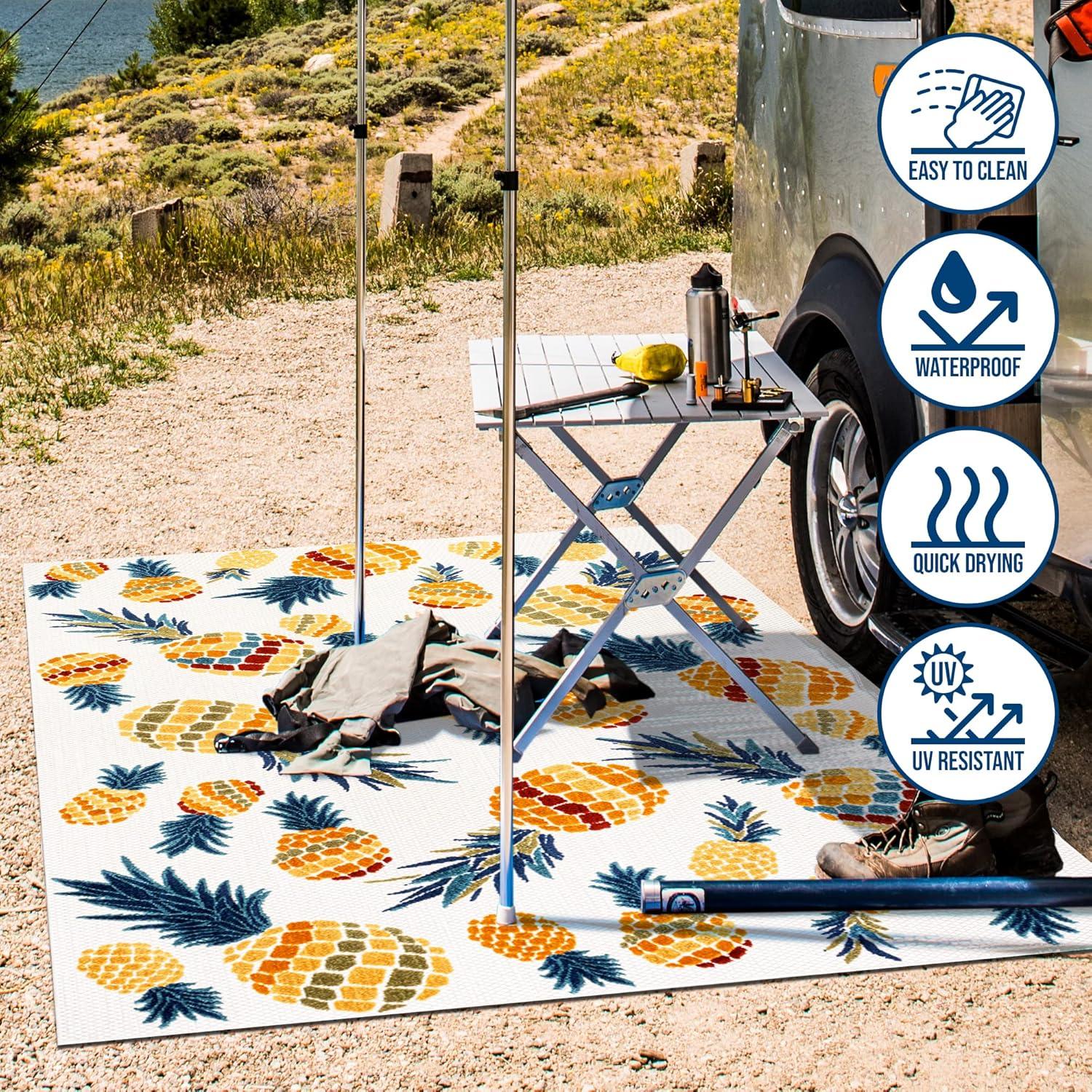 image:imageJONATHAN Y Pineapple HighLow Indoor Outdoor Area Rug 3X5 OrangeNavy Ananas Bold for Backyard Patio Porch EasyCleaning High Traffic PetFriendly NonShedding AMC117A34 x 6 Rectangular