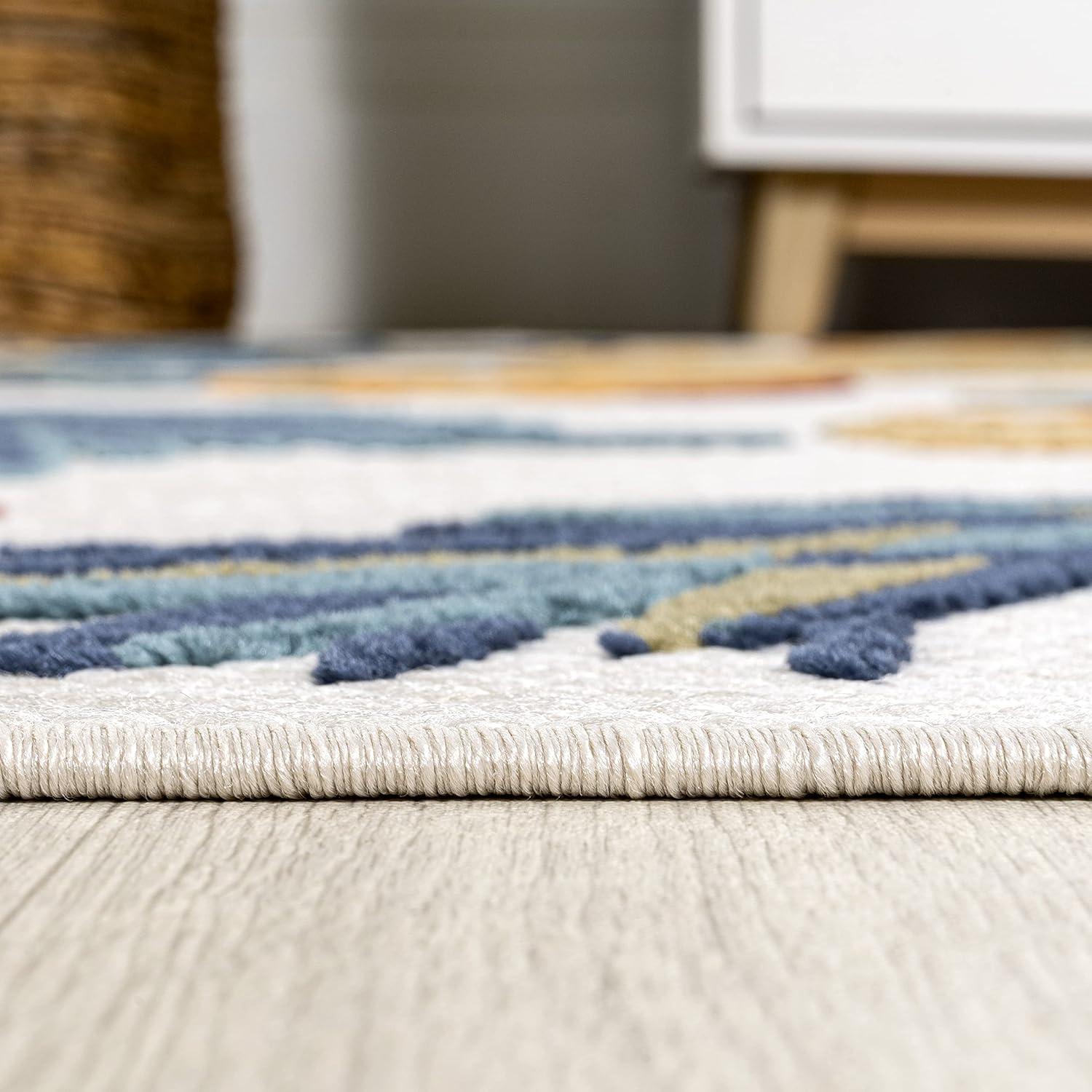 image:imageJONATHAN Y Pineapple HighLow Indoor Outdoor Area Rug 3X5 OrangeNavy Ananas Bold for Backyard Patio Porch EasyCleaning High Traffic PetFriendly NonShedding AMC117A34 x 6 Rectangular