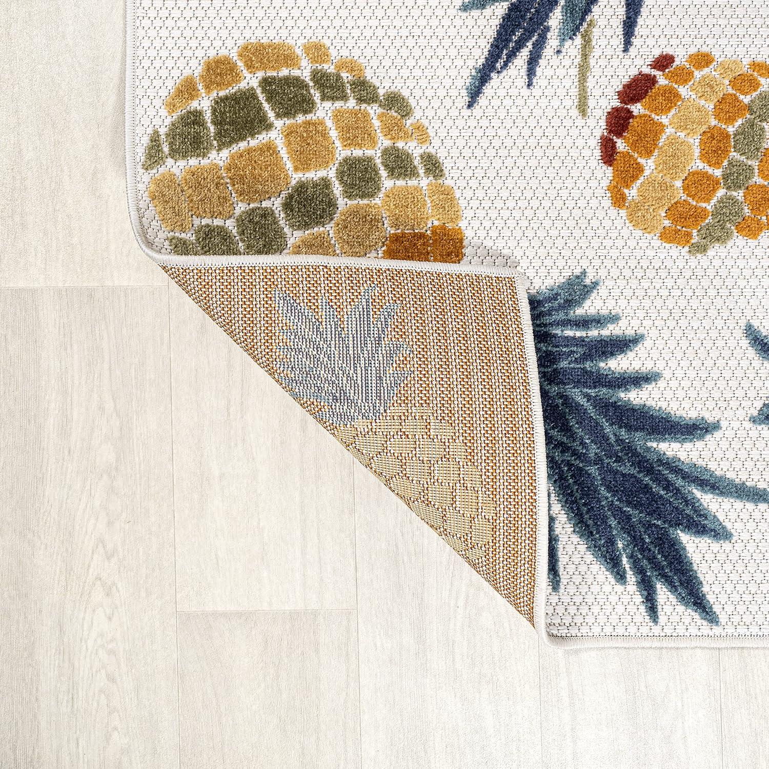 image:imageJONATHAN Y Pineapple HighLow Indoor Outdoor Area Rug 3X5 OrangeNavy Ananas Bold for Backyard Patio Porch EasyCleaning High Traffic PetFriendly NonShedding AMC117A34 x 6 Rectangular
