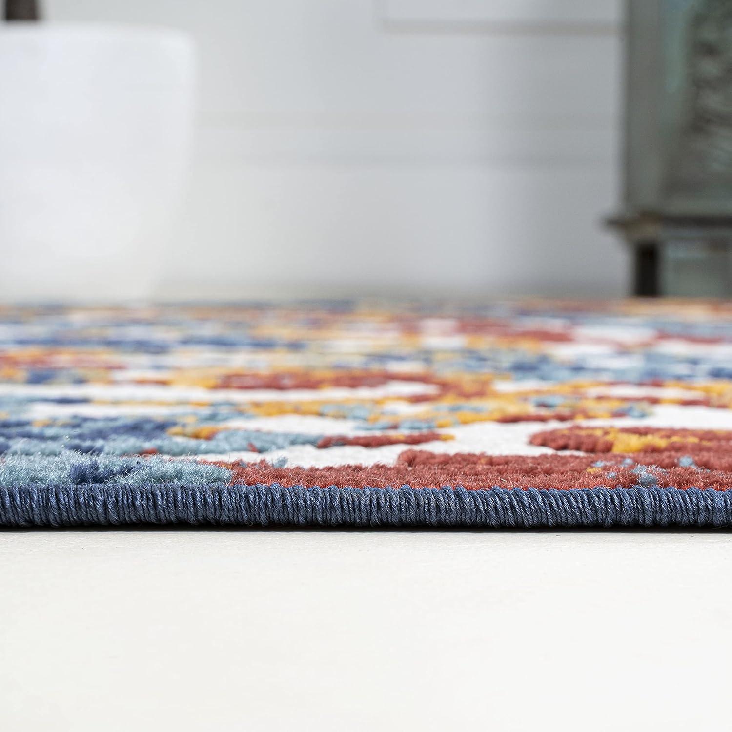 image:imageJONATHAN Y Scroll Trellis Indoor Outdoor Area Rug 3X5 CreamBlueRed Atrani for Backyard Patio Porch EasyCleaning High Traffic PetFriendly NonShedding AMC110A33 x 5 Rectangular