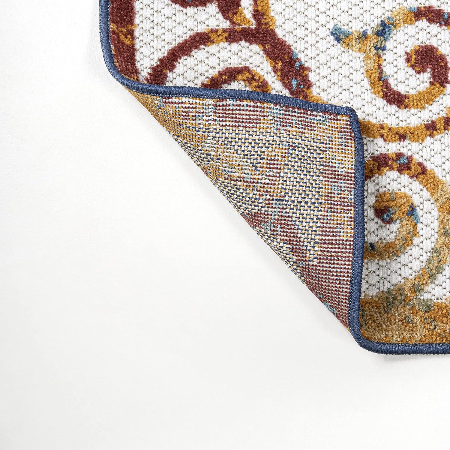 image:imageJONATHAN Y Scroll Trellis Indoor Outdoor Area Rug 3X5 CreamBlueRed Atrani for Backyard Patio Porch EasyCleaning High Traffic PetFriendly NonShedding AMC110A378 x 10 Rectangular