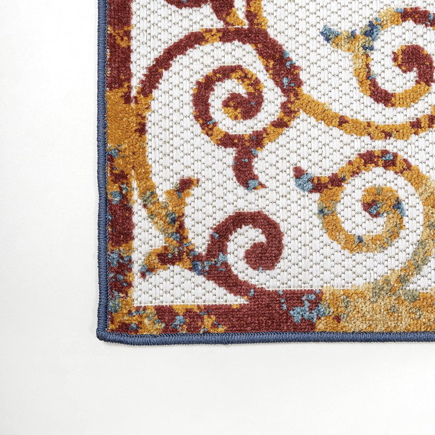 image:imageJONATHAN Y Scroll Trellis Indoor Outdoor Area Rug 3X5 CreamBlueRed Atrani for Backyard Patio Porch EasyCleaning High Traffic PetFriendly NonShedding AMC110A353 x 76 Rectangular
