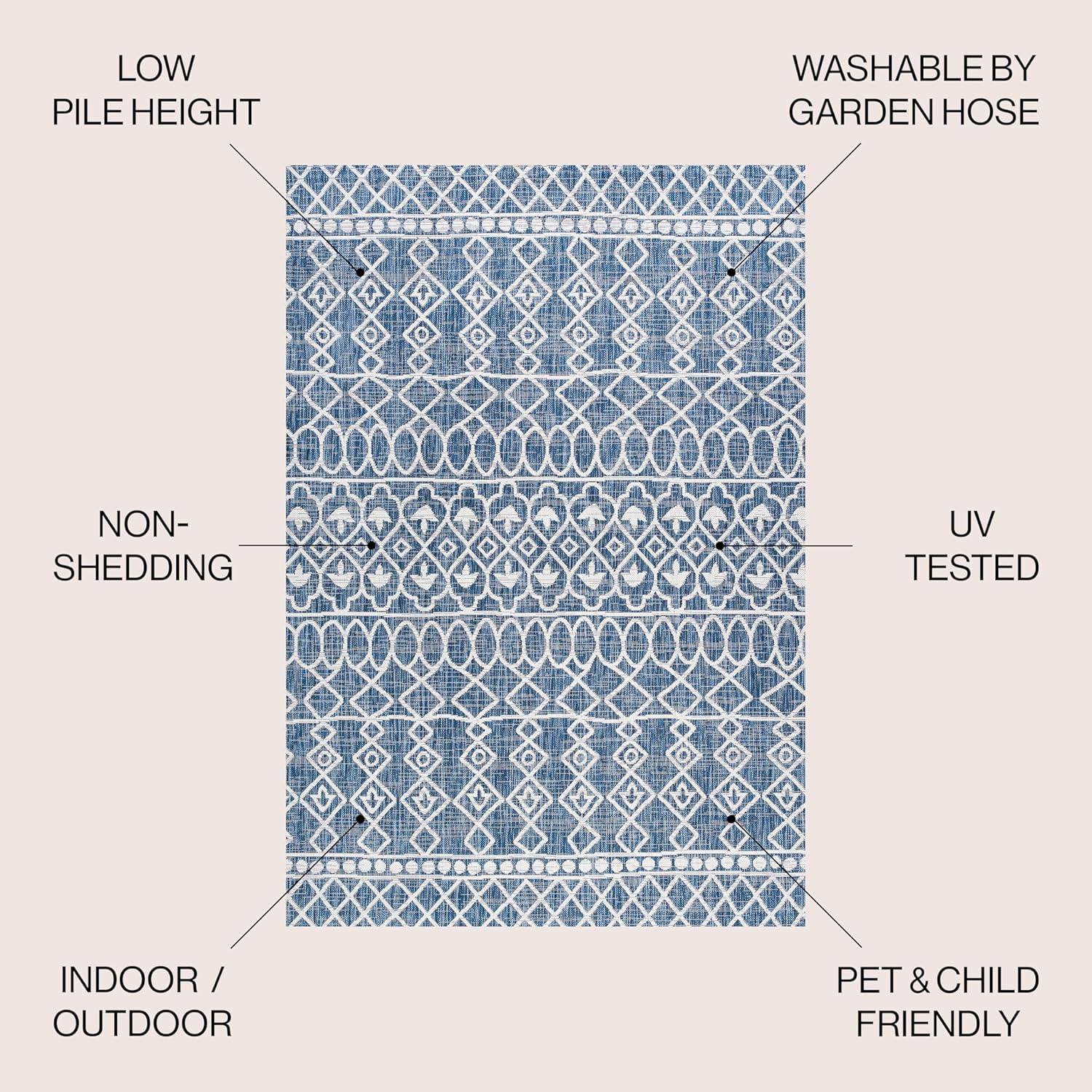 image:imageJONATHAN Y Tribal Bohemian Indoor Outdoor Area Rug 3X5 BlackIvory Kafel for Backyard Patio Porch EasyCleaning High Traffic PetFriendly NonShedding SMB130F3BlueIvory
