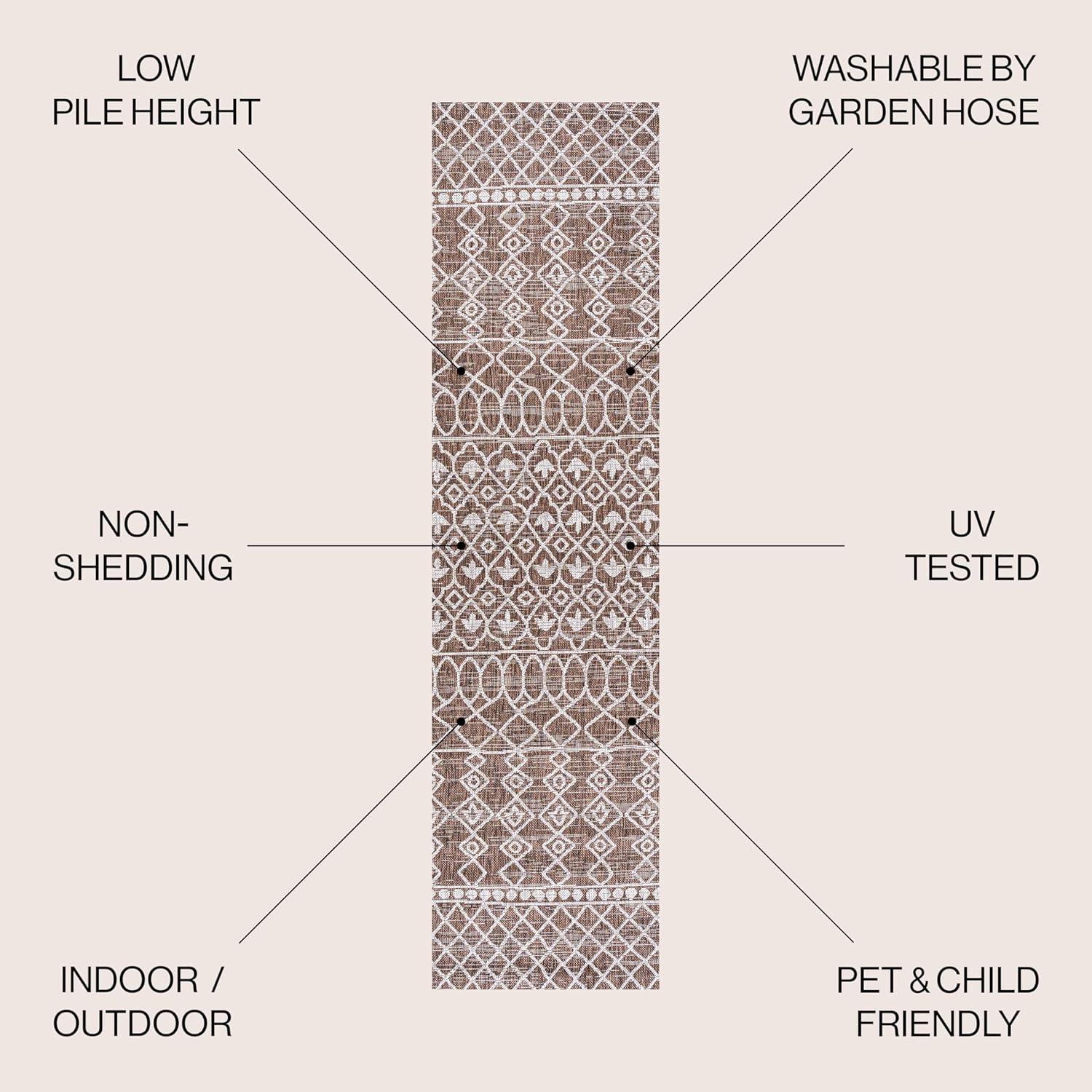 image:imageJONATHAN Y Tribal Bohemian Indoor Outdoor Area Rug 3X5 BlackIvory Kafel for Backyard Patio Porch EasyCleaning High Traffic PetFriendly NonShedding SMB130F3BrownBeige