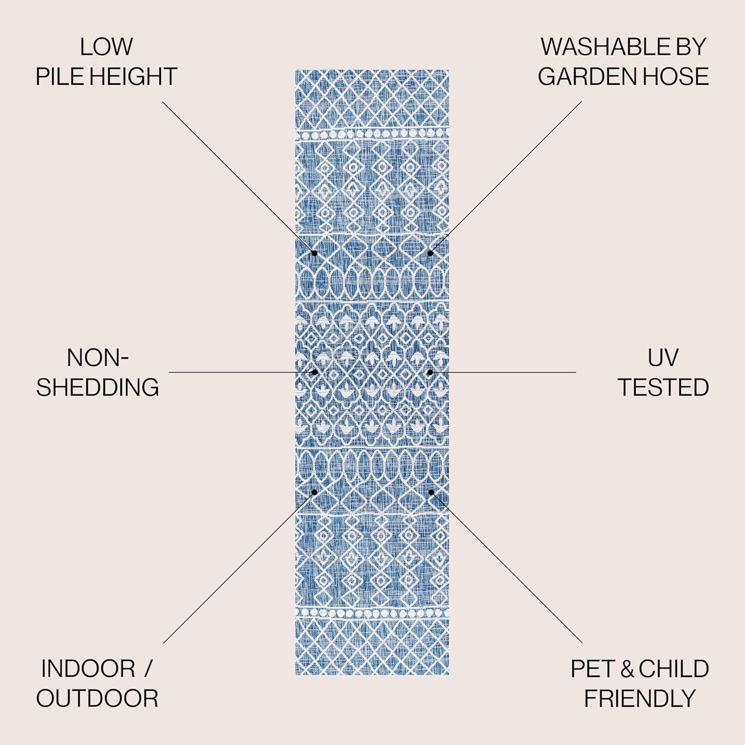 image:imageJONATHAN Y Tribal Bohemian Indoor Outdoor Area Rug 3X5 BlackIvory Kafel for Backyard Patio Porch EasyCleaning High Traffic PetFriendly NonShedding SMB130F3BlueIvory