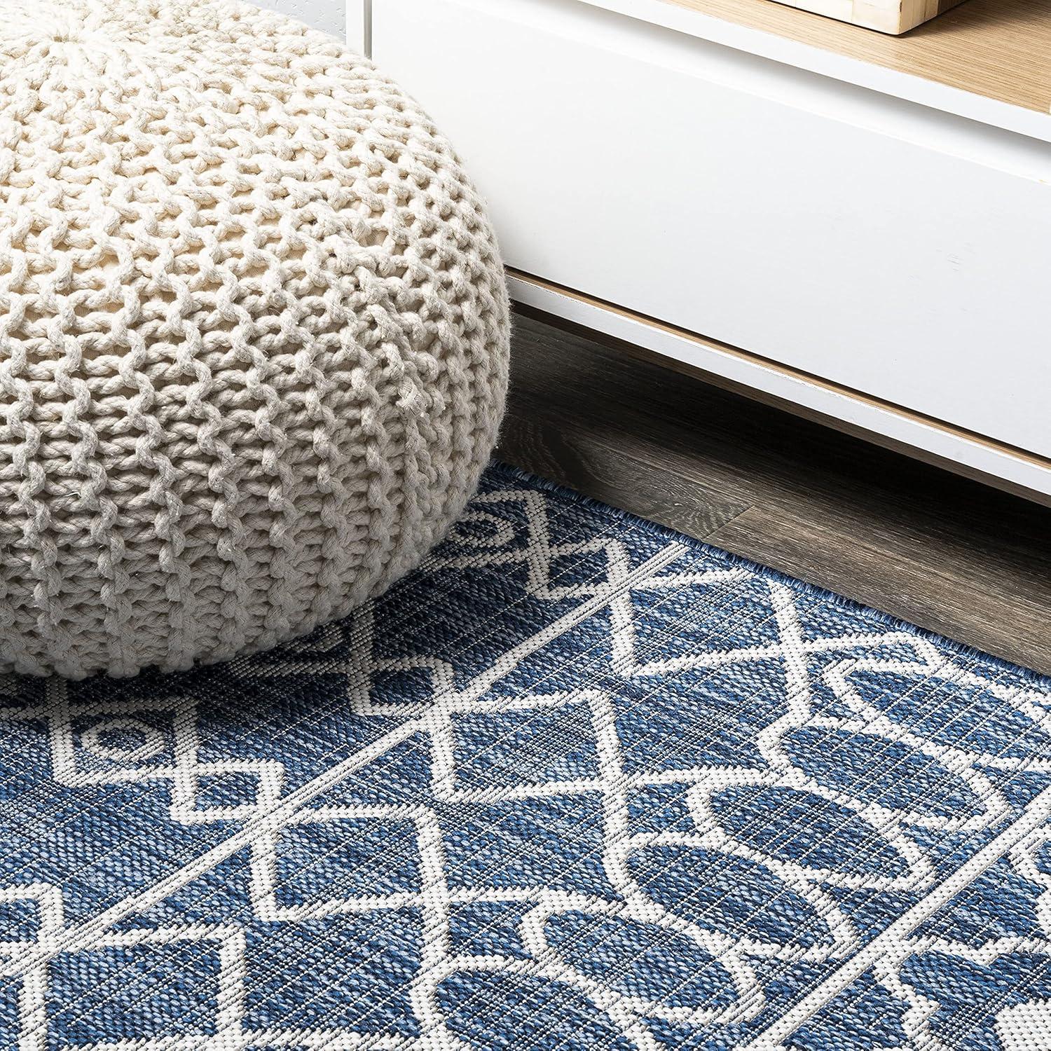 image:imageJONATHAN Y Tribal Bohemian Indoor Outdoor Area Rug 3X5 BlackIvory Kafel for Backyard Patio Porch EasyCleaning High Traffic PetFriendly NonShedding SMB130F3BlueIvory