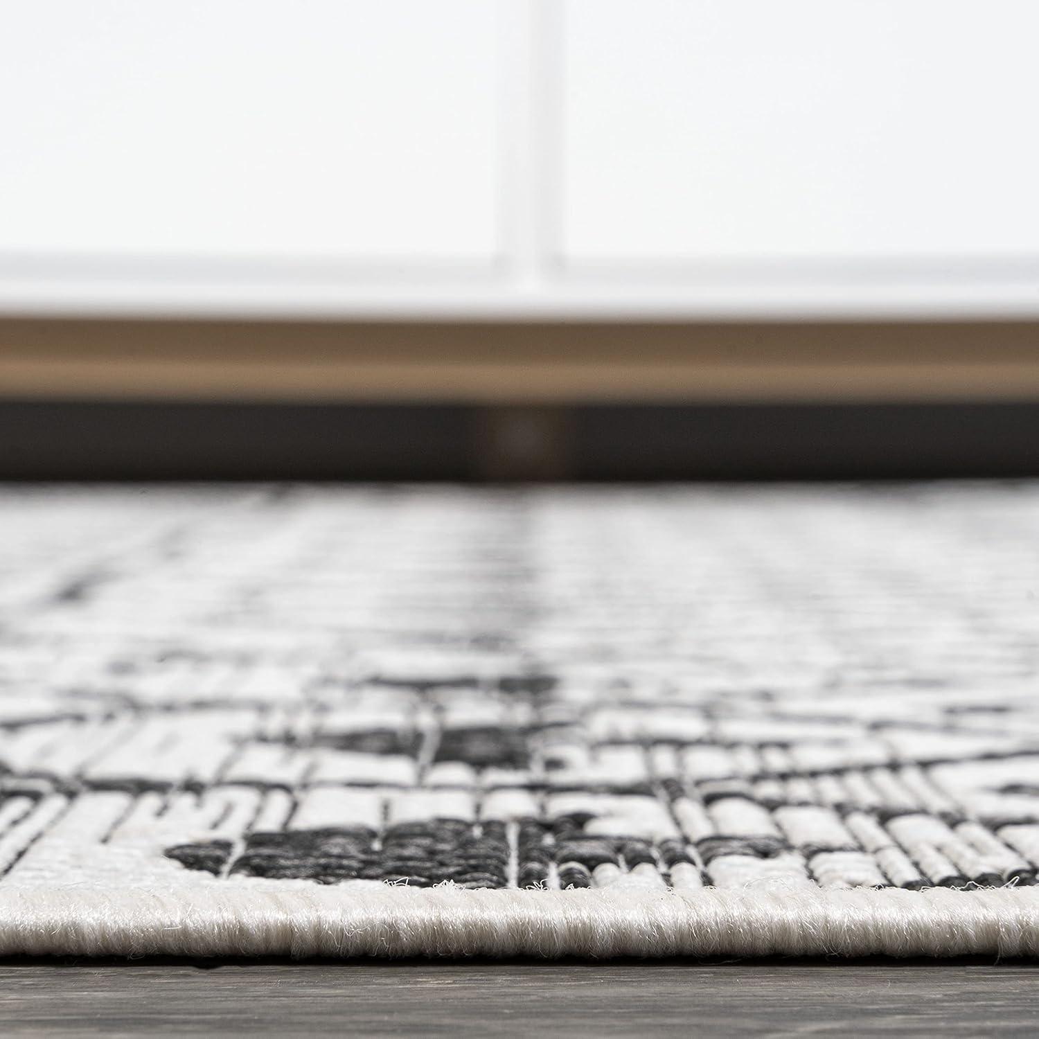 image:imageJONATHAN Y Tribal Bohemian Indoor Outdoor Area Rug 3X5 BlackIvory Kafel for Backyard Patio Porch EasyCleaning High Traffic PetFriendly NonShedding SMB130F3IvoryBlack