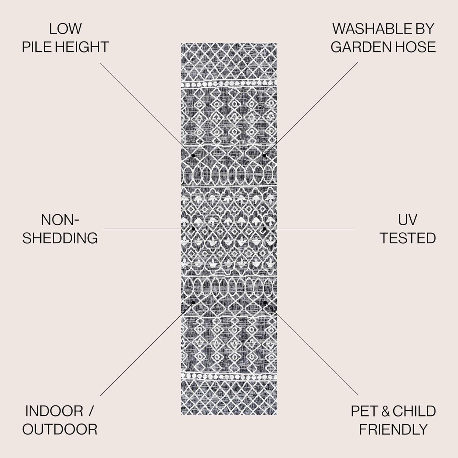 image:imageJONATHAN Y Tribal Bohemian Indoor Outdoor Area Rug 3X5 BlackIvory Kafel for Backyard Patio Porch EasyCleaning High Traffic PetFriendly NonShedding SMB130F3BlackIvory