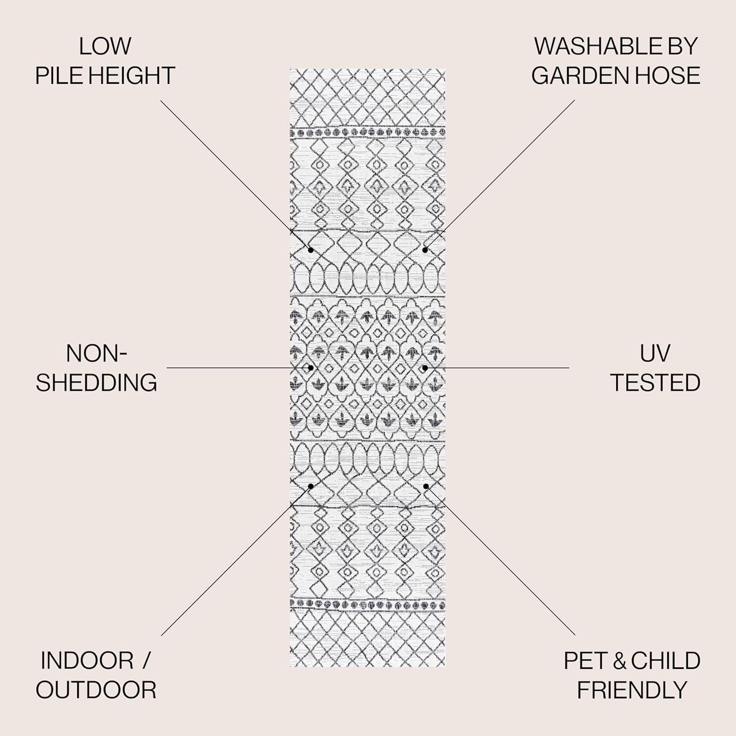 image:imageJONATHAN Y Tribal Bohemian Indoor Outdoor Area Rug 3X5 BlackIvory Kafel for Backyard Patio Porch EasyCleaning High Traffic PetFriendly NonShedding SMB130F3IvoryBlack
