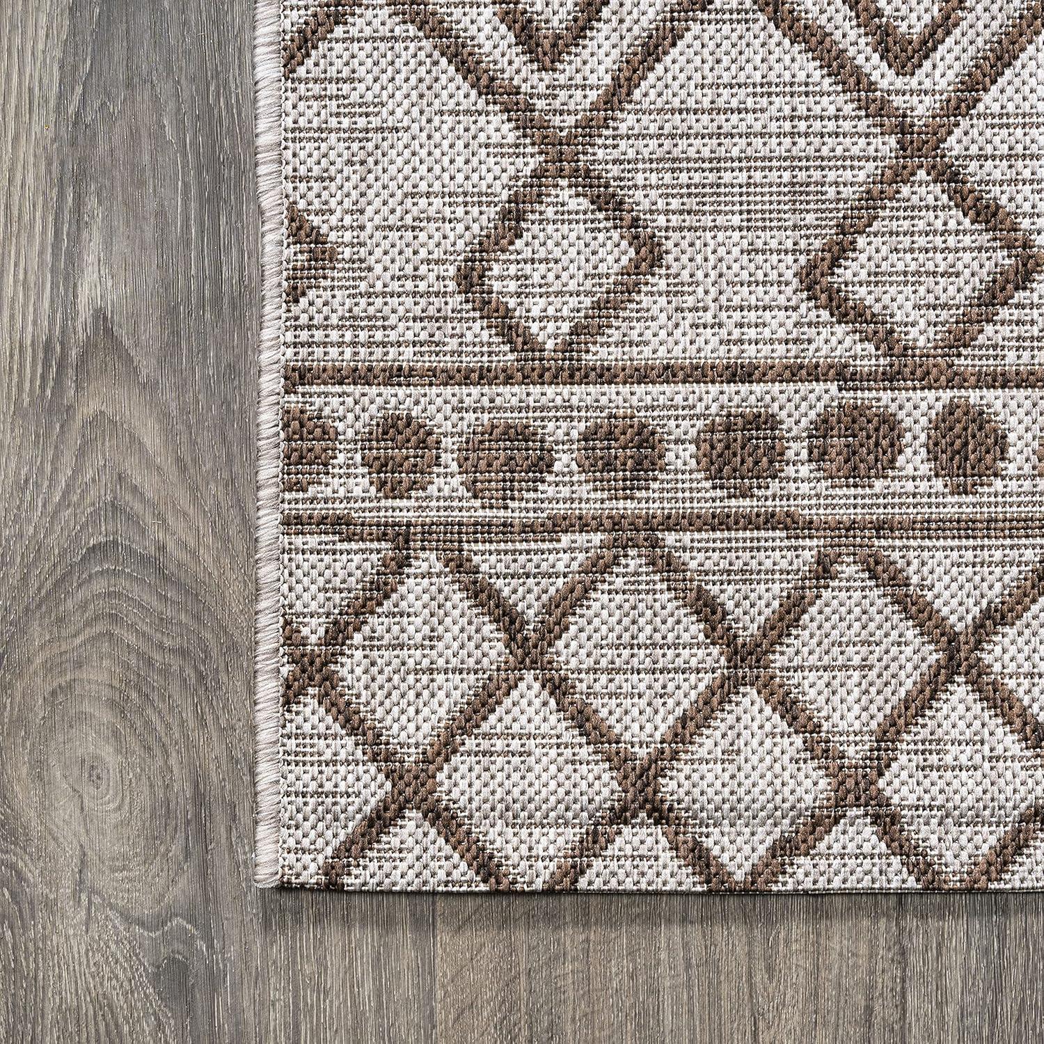 image:imageJONATHAN Y Tribal Bohemian Indoor Outdoor Area Rug 3X5 BlackIvory Kafel for Backyard Patio Porch EasyCleaning High Traffic PetFriendly NonShedding SMB130F3BeigeBrown