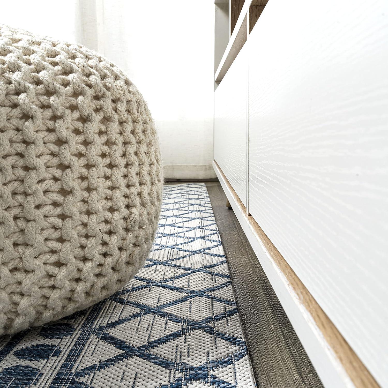 image:imageJONATHAN Y Tribal Bohemian Indoor Outdoor Area Rug 3X5 BlackIvory Kafel for Backyard Patio Porch EasyCleaning High Traffic PetFriendly NonShedding SMB130F3IvoryBlue