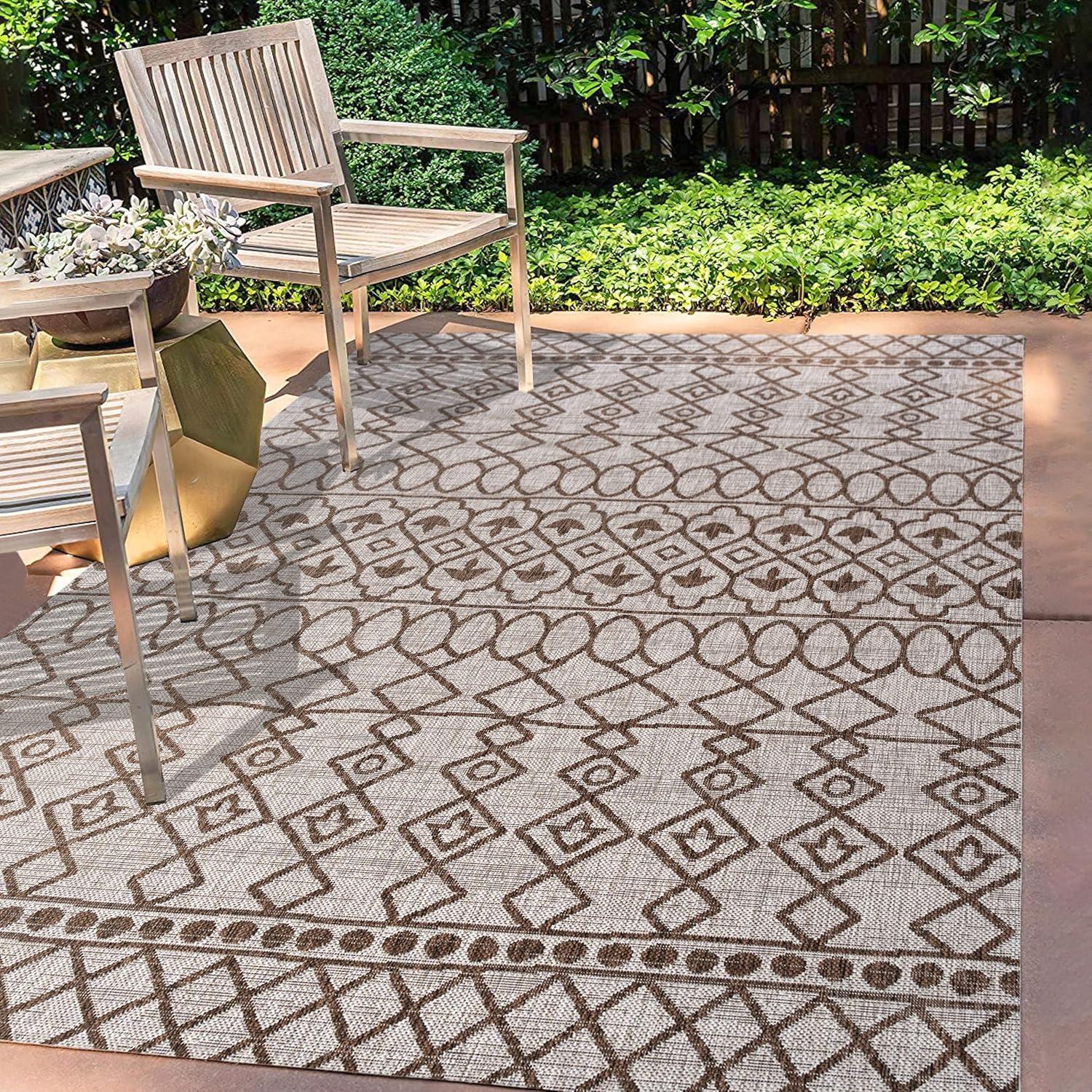 image:imageJONATHAN Y Tribal Bohemian Indoor Outdoor Area Rug 3X5 BlackIvory Kafel for Backyard Patio Porch EasyCleaning High Traffic PetFriendly NonShedding SMB130F3BeigeBrown