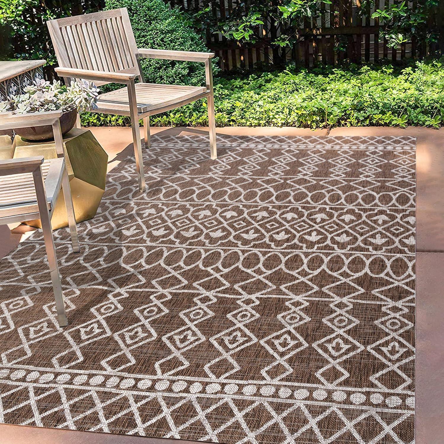 image:imageJONATHAN Y Tribal Bohemian Indoor Outdoor Area Rug 3X5 BlackIvory Kafel for Backyard Patio Porch EasyCleaning High Traffic PetFriendly NonShedding SMB130F3BrownBeige