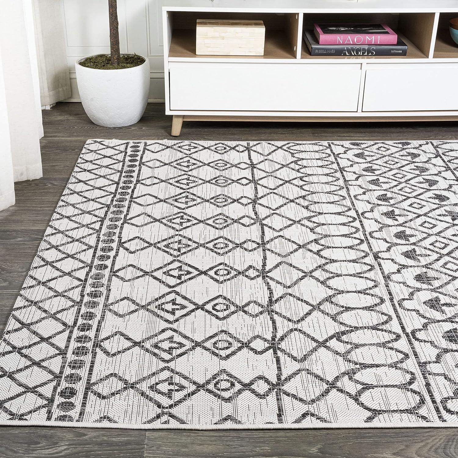 image:imageJONATHAN Y Tribal Bohemian Indoor Outdoor Area Rug 3X5 BlackIvory Kafel for Backyard Patio Porch EasyCleaning High Traffic PetFriendly NonShedding SMB130F3IvoryBlack