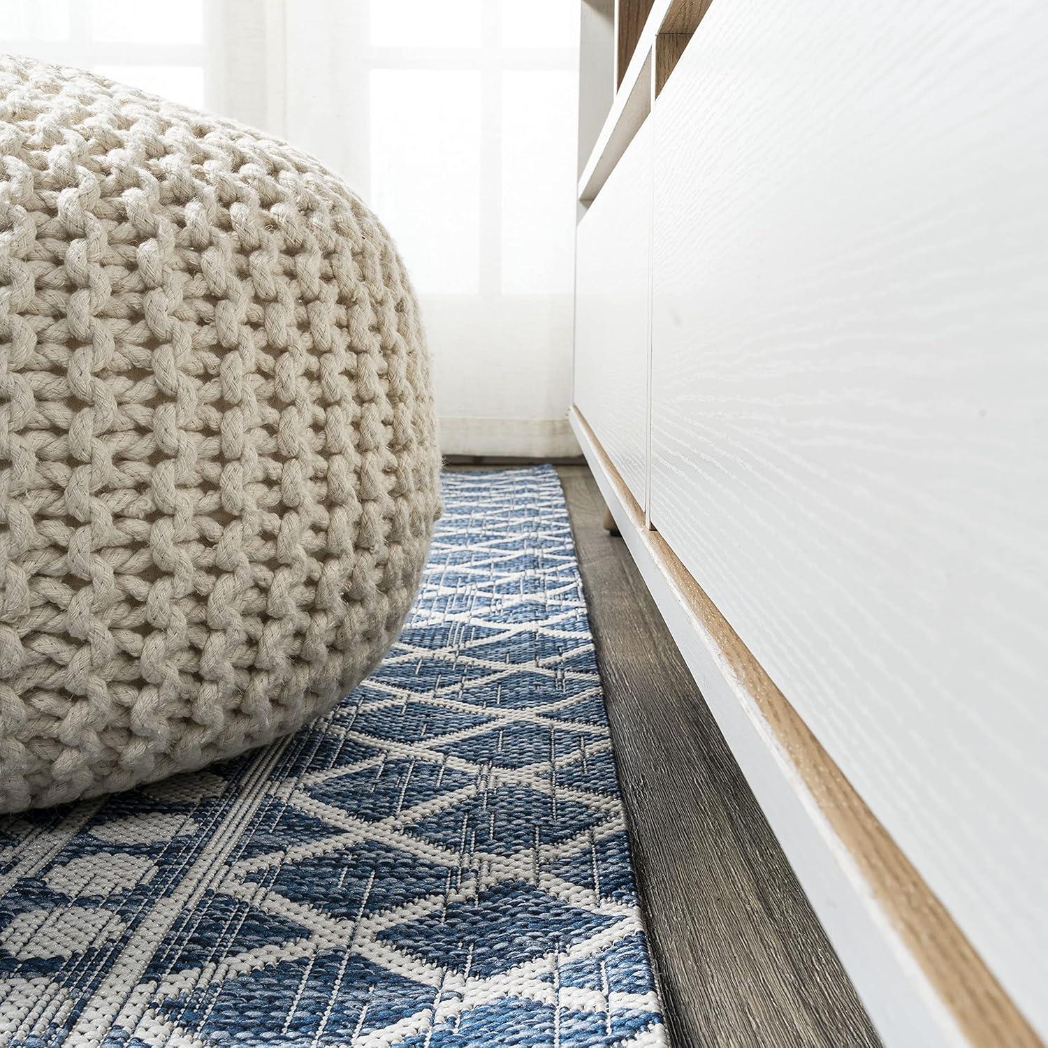image:imageJONATHAN Y Tribal Bohemian Indoor Outdoor Area Rug 3X5 BlackIvory Kafel for Backyard Patio Porch EasyCleaning High Traffic PetFriendly NonShedding SMB130F3BlueIvory