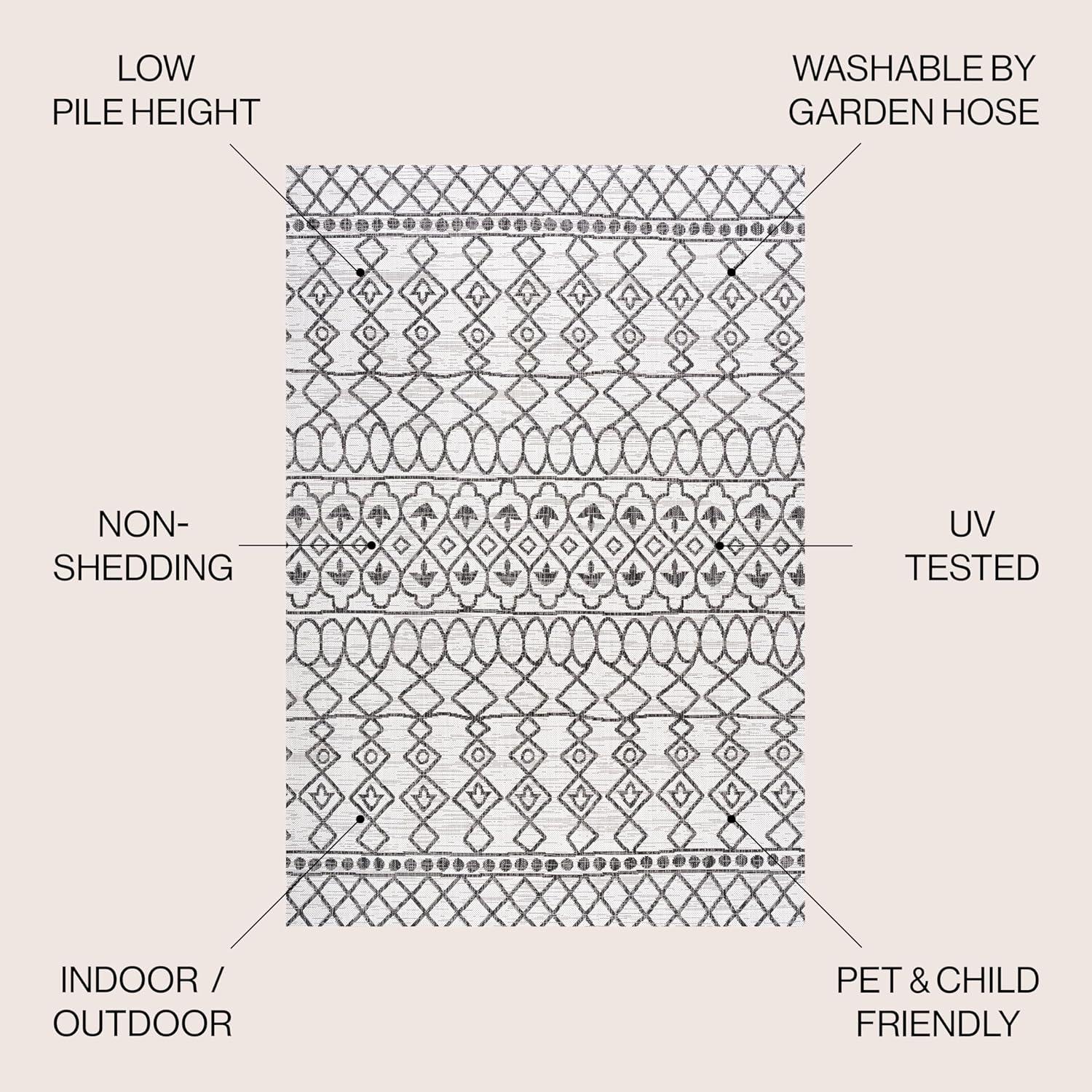 image:imageJONATHAN Y Tribal Bohemian Indoor Outdoor Area Rug 3X5 BlackIvory Kafel for Backyard Patio Porch EasyCleaning High Traffic PetFriendly NonShedding SMB130F3IvoryBlack