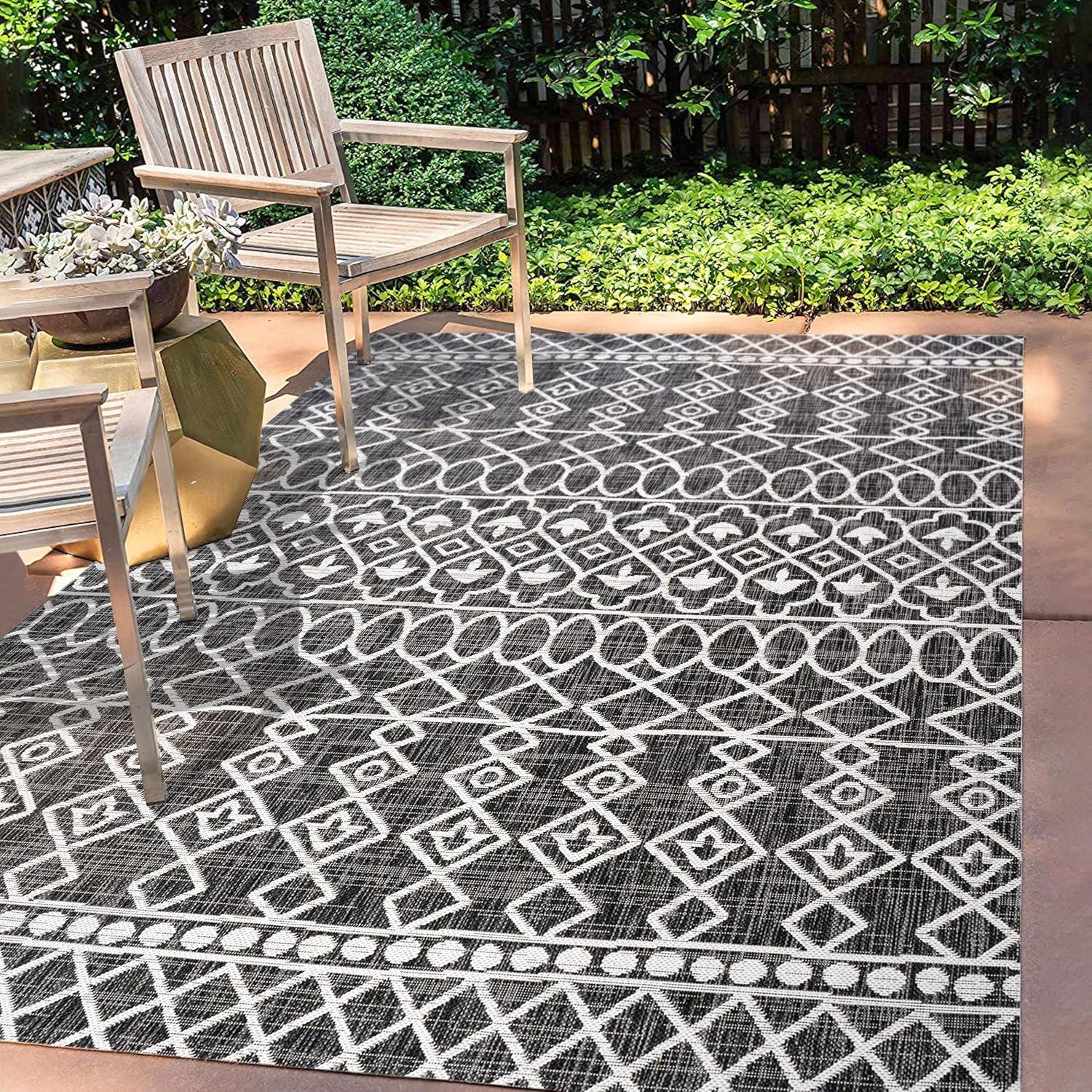 image:imageJONATHAN Y Tribal Bohemian Indoor Outdoor Area Rug 3X5 BlackIvory Kafel for Backyard Patio Porch EasyCleaning High Traffic PetFriendly NonShedding SMB130F3BlackIvory