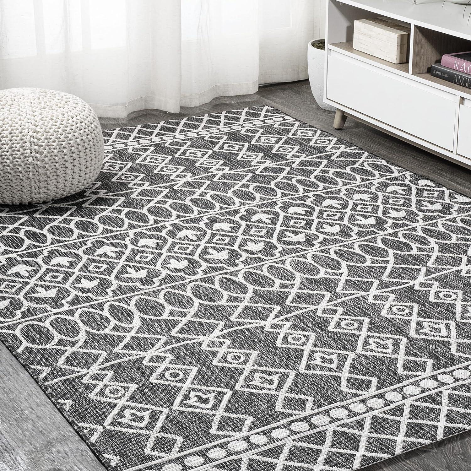 image:imageJONATHAN Y Tribal Bohemian Indoor Outdoor Area Rug 3X5 BlackIvory Kafel for Backyard Patio Porch EasyCleaning High Traffic PetFriendly NonShedding SMB130F3BlackIvory