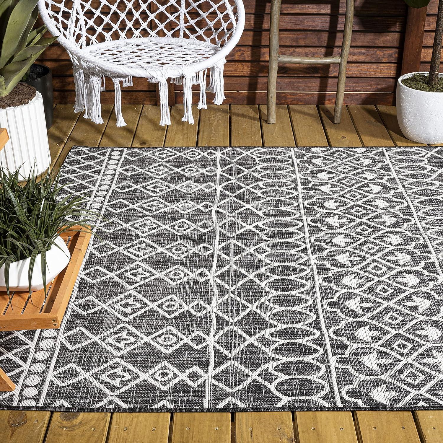image:imageJONATHAN Y Tribal Bohemian Indoor Outdoor Area Rug 3X5 BlackIvory Kafel for Backyard Patio Porch EasyCleaning High Traffic PetFriendly NonShedding SMB130F3BlackIvory