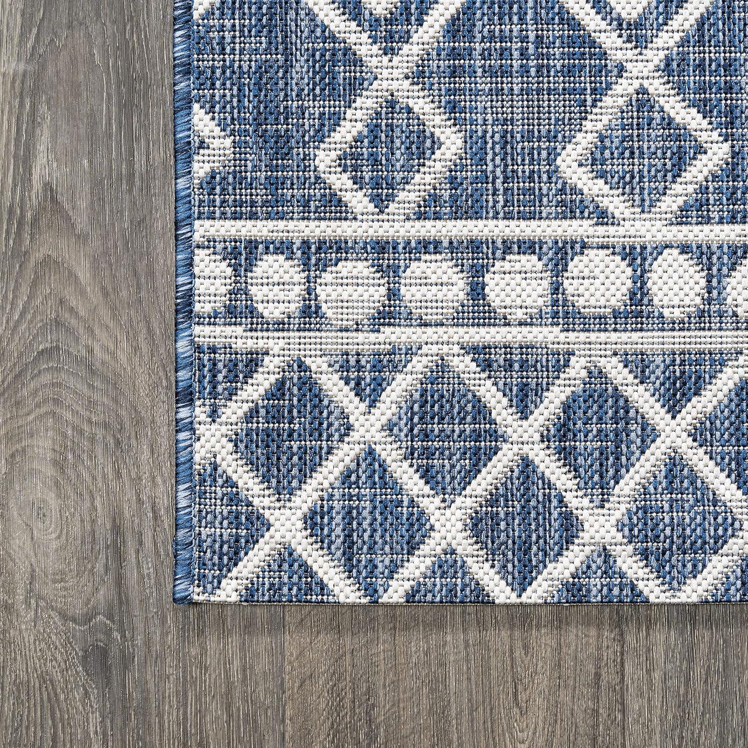 image:imageJONATHAN Y Tribal Bohemian Indoor Outdoor Area Rug 3X5 BlackIvory Kafel for Backyard Patio Porch EasyCleaning High Traffic PetFriendly NonShedding SMB130F3BlueIvory