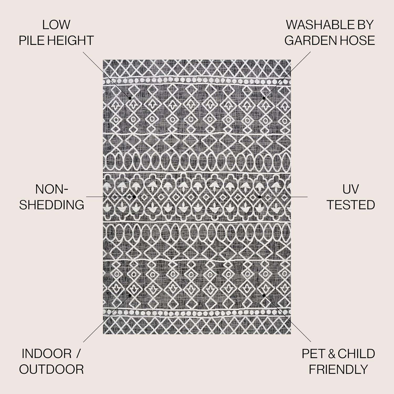 image:imageJONATHAN Y Tribal Bohemian Indoor Outdoor Area Rug 3X5 BlackIvory Kafel for Backyard Patio Porch EasyCleaning High Traffic PetFriendly NonShedding SMB130F3BlackIvory