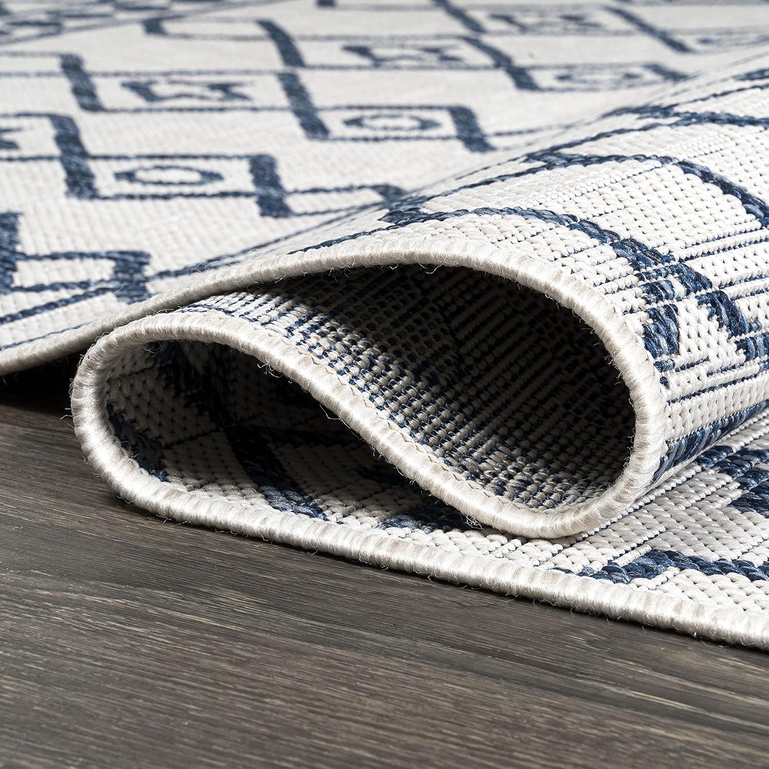 image:imageJONATHAN Y Tribal Bohemian Indoor Outdoor Area Rug 3X5 BlackIvory Kafel for Backyard Patio Porch EasyCleaning High Traffic PetFriendly NonShedding SMB130F3IvoryBlue
