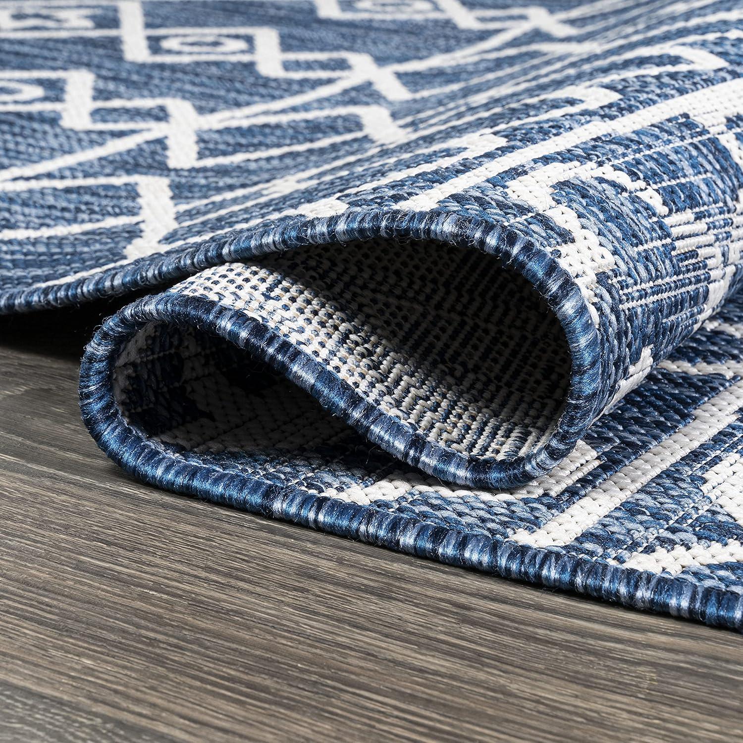 image:imageJONATHAN Y Tribal Bohemian Indoor Outdoor Area Rug 3X5 BlackIvory Kafel for Backyard Patio Porch EasyCleaning High Traffic PetFriendly NonShedding SMB130F3BlueIvory