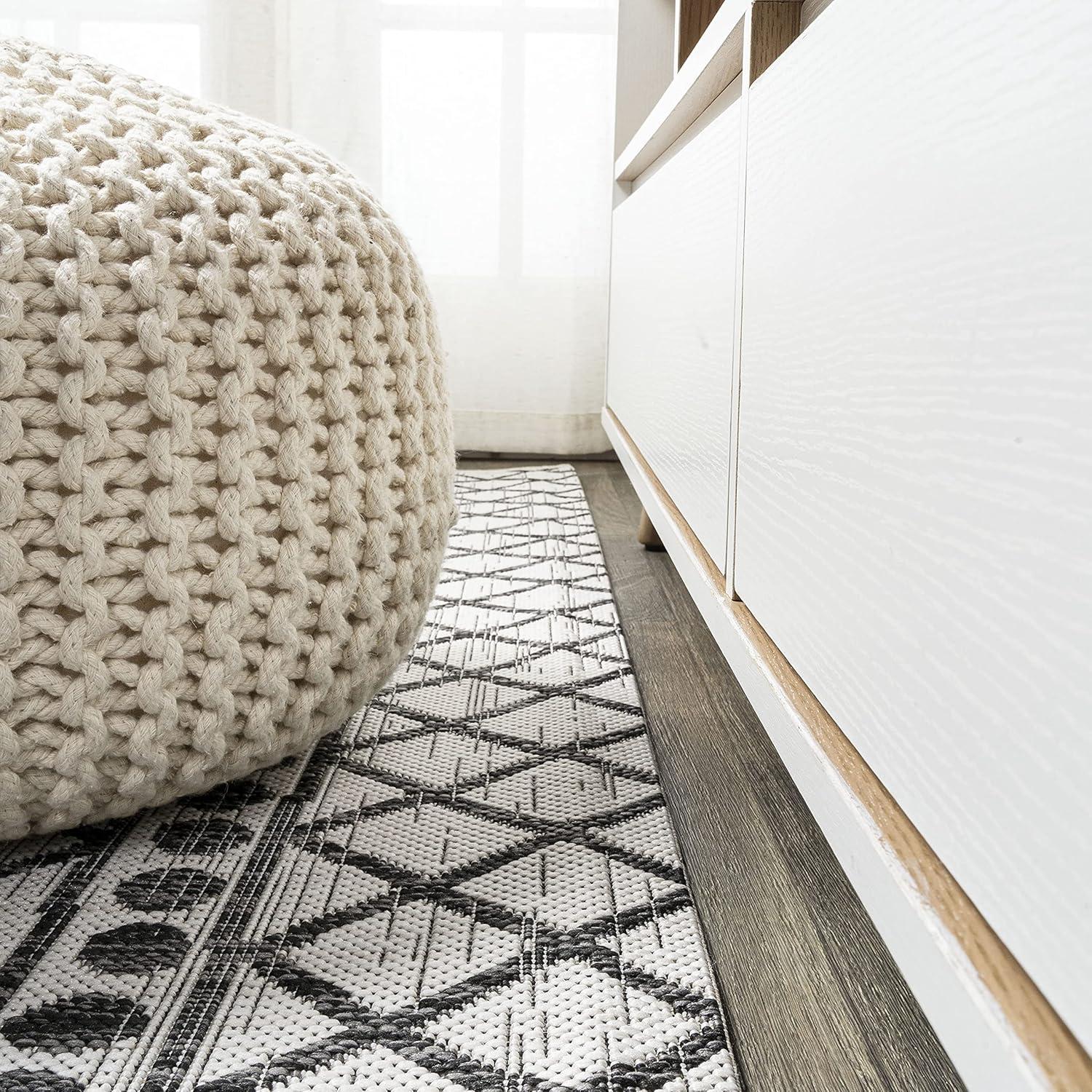image:imageJONATHAN Y Tribal Bohemian Indoor Outdoor Area Rug 3X5 BlackIvory Kafel for Backyard Patio Porch EasyCleaning High Traffic PetFriendly NonShedding SMB130F3IvoryBlack