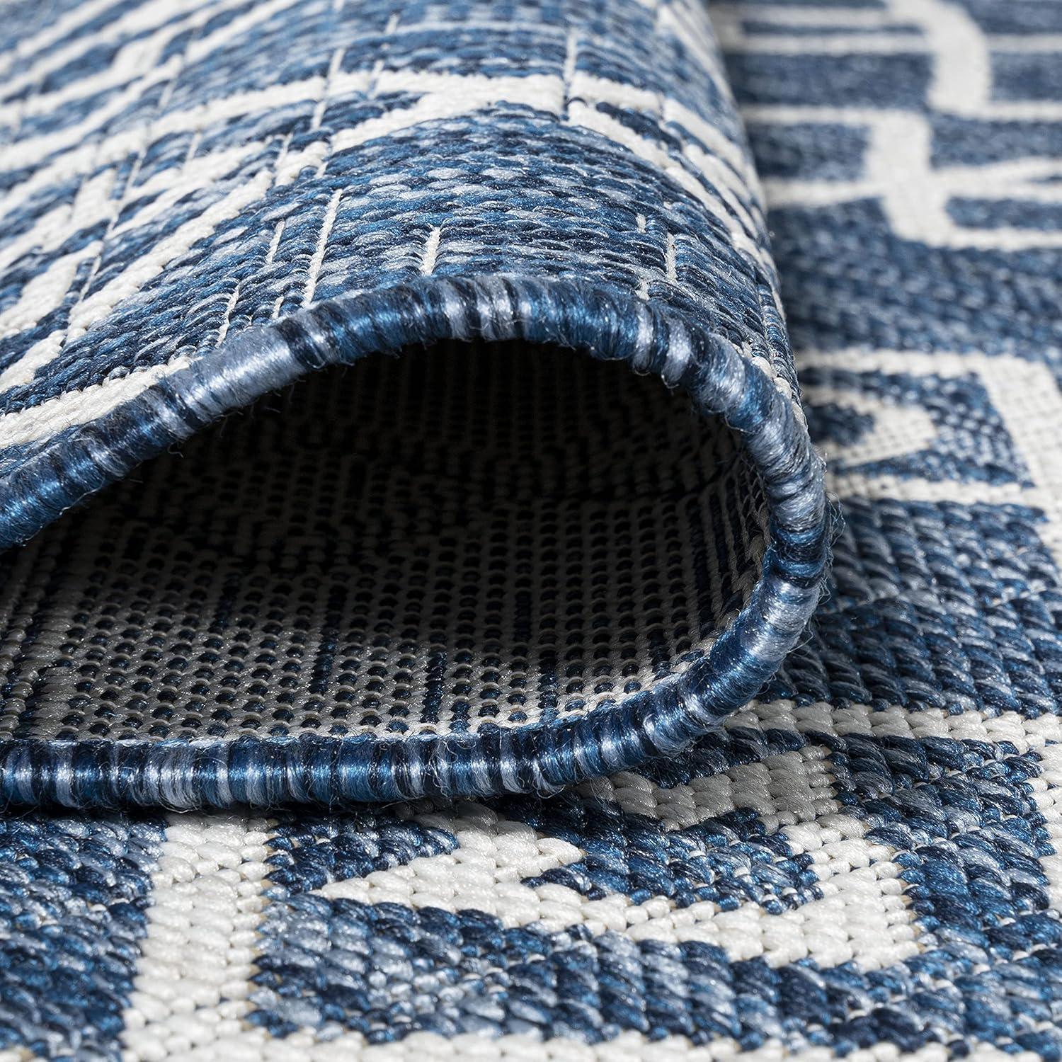 image:imageJONATHAN Y Tribal Bohemian Indoor Outdoor Area Rug 3X5 BlackIvory Kafel for Backyard Patio Porch EasyCleaning High Traffic PetFriendly NonShedding SMB130F3BlueIvory